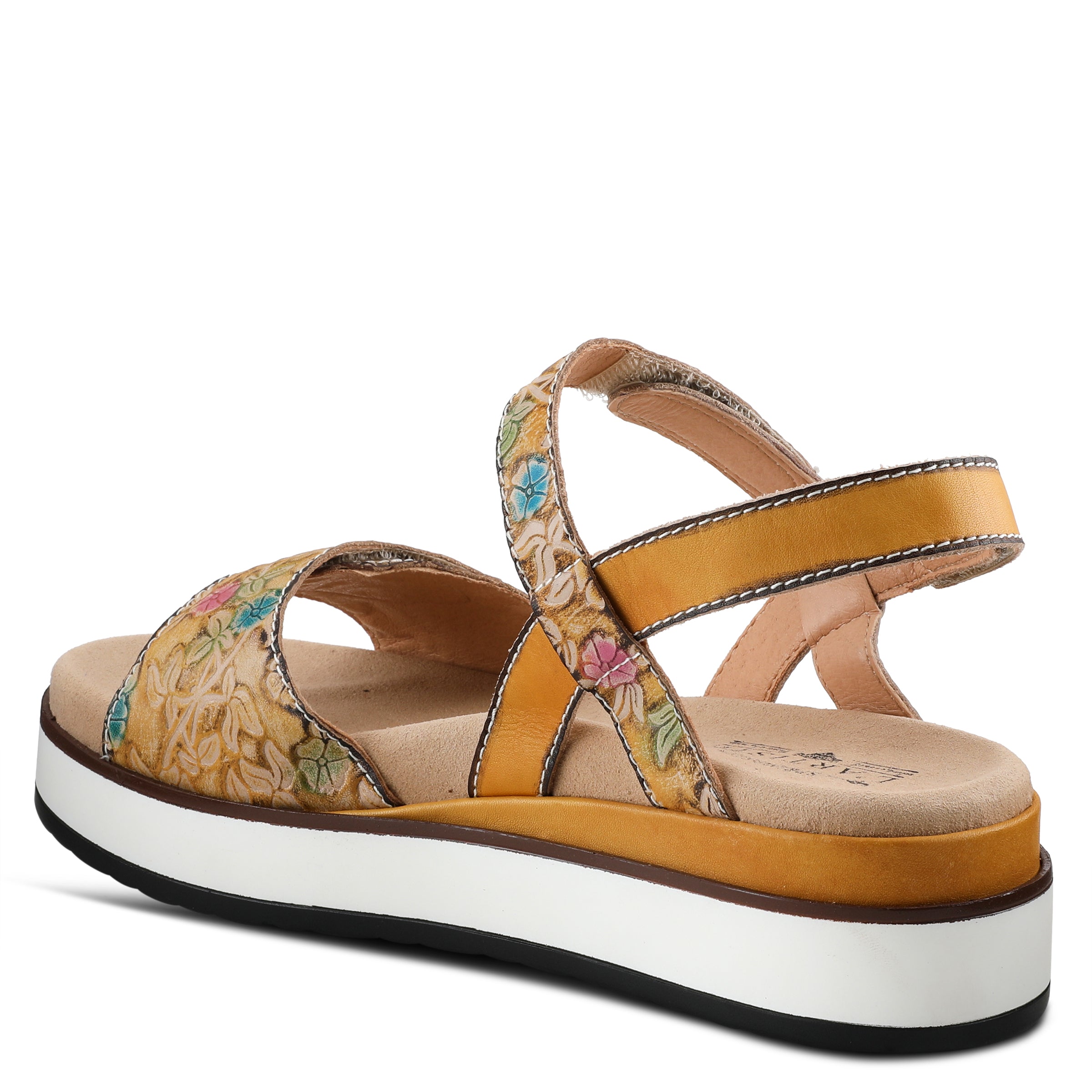 L'Artiste L'ARTISTE CLARA PLATFORM SANDALS sandal in yellow multi with handcrafted leather design