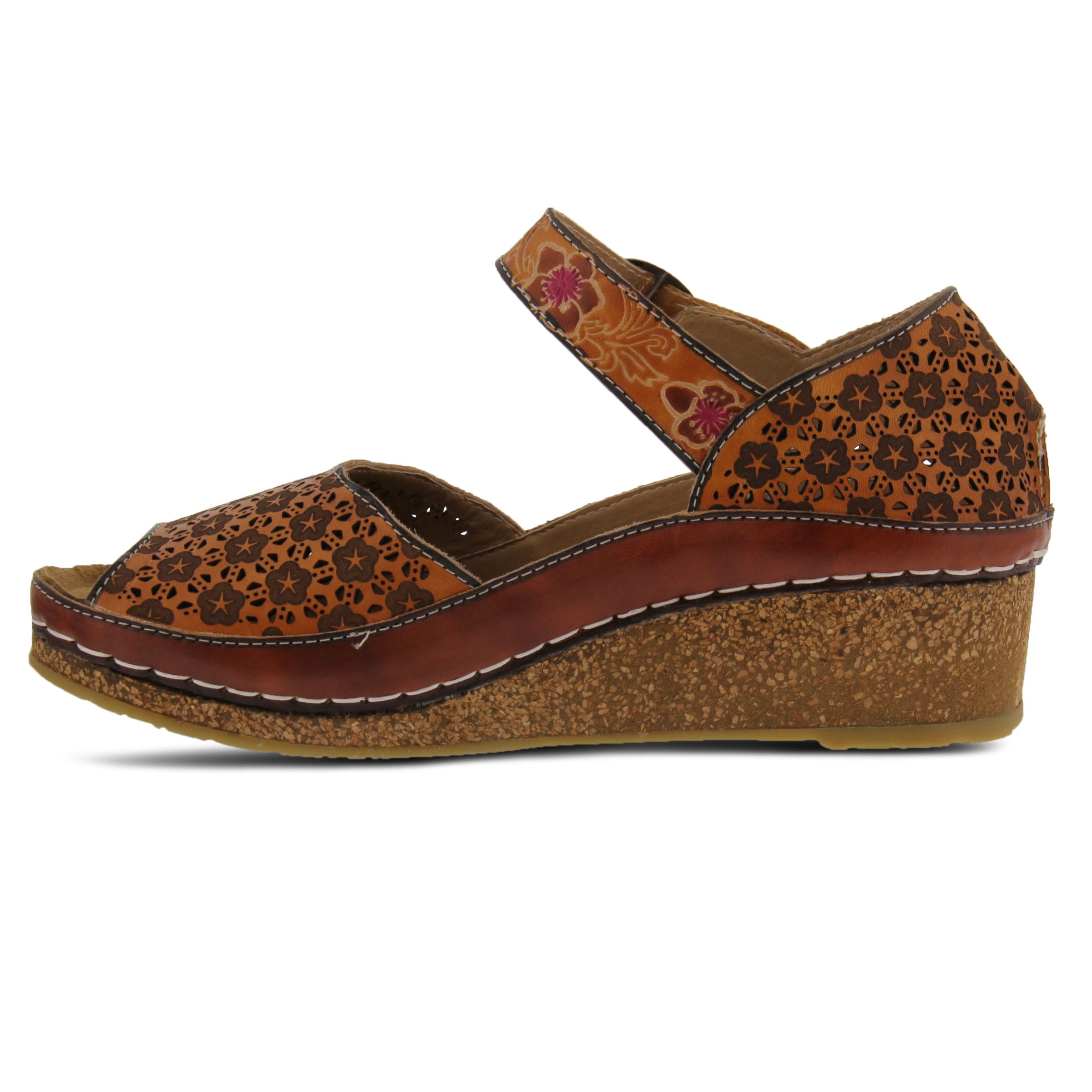 L'Artiste L'ARTISTE DELPHIA ANKLE STRAP SANDAL sandal in camel with handcrafted leather design