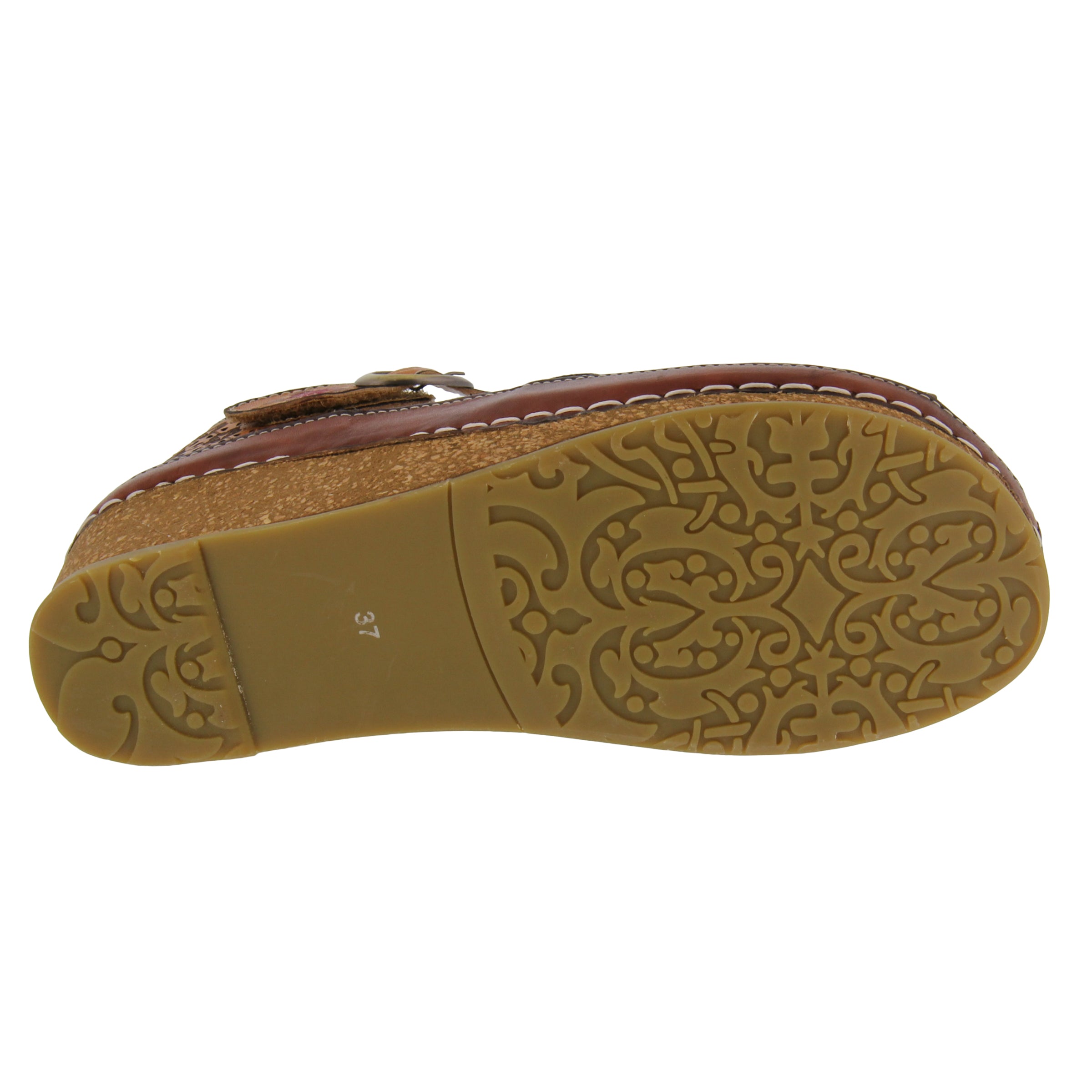 L'Artiste L'ARTISTE DELPHIA ANKLE STRAP SANDAL sandal in camel with handcrafted leather design