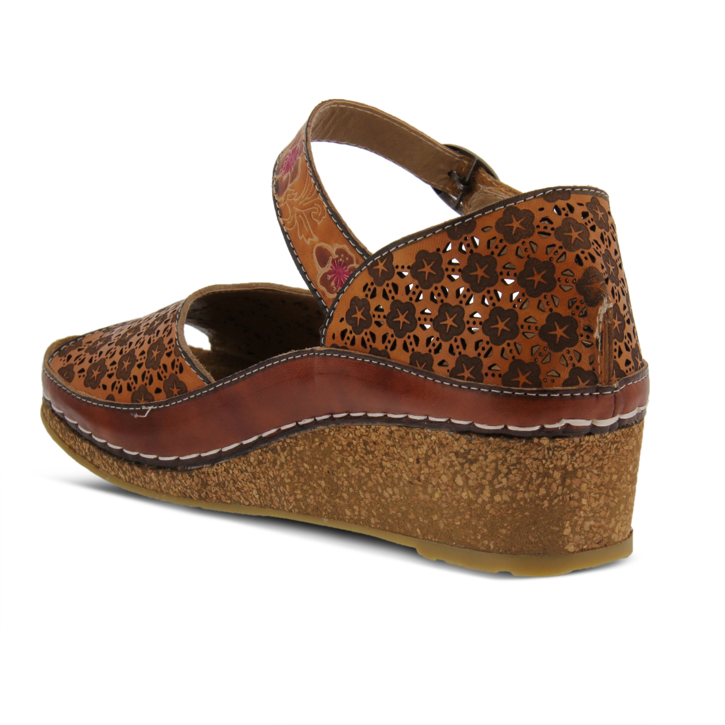 L'Artiste L'ARTISTE DELPHIA ANKLE STRAP SANDAL sandal in camel with handcrafted leather design