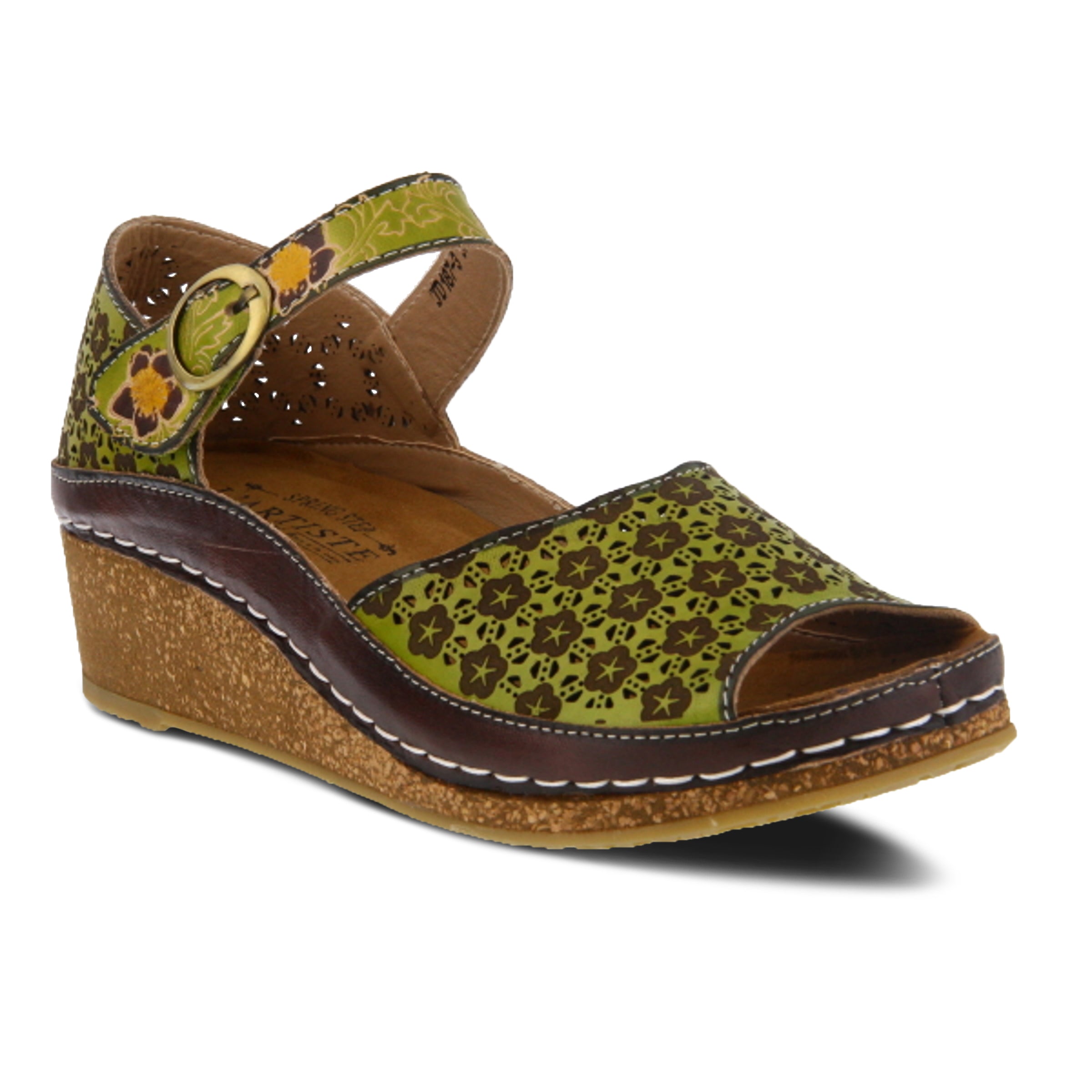 L'Artiste L'ARTISTE DELPHIA ANKLE STRAP SANDAL sandal in camel with handcrafted leather design