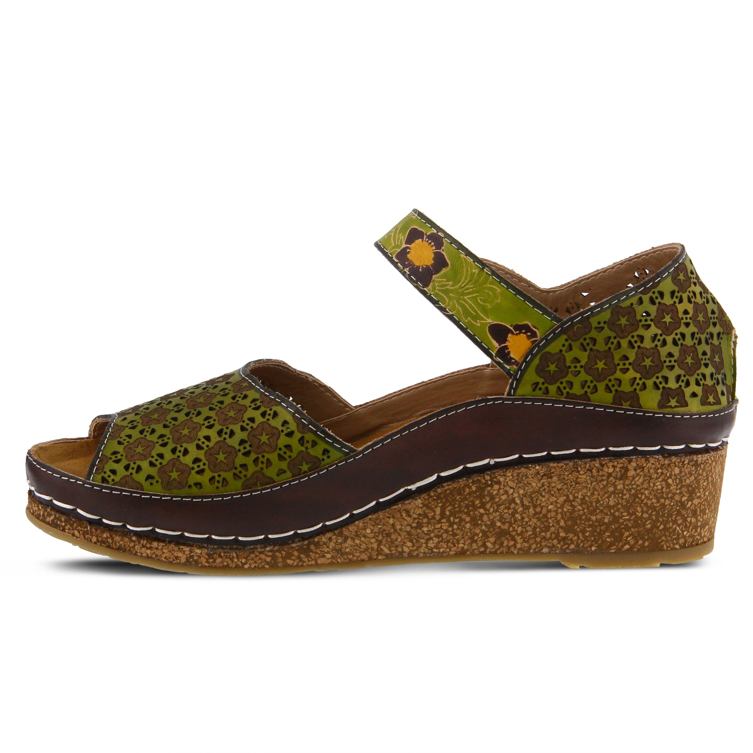 L'Artiste L'ARTISTE DELPHIA ANKLE STRAP SANDAL sandal in lime with handcrafted leather design
