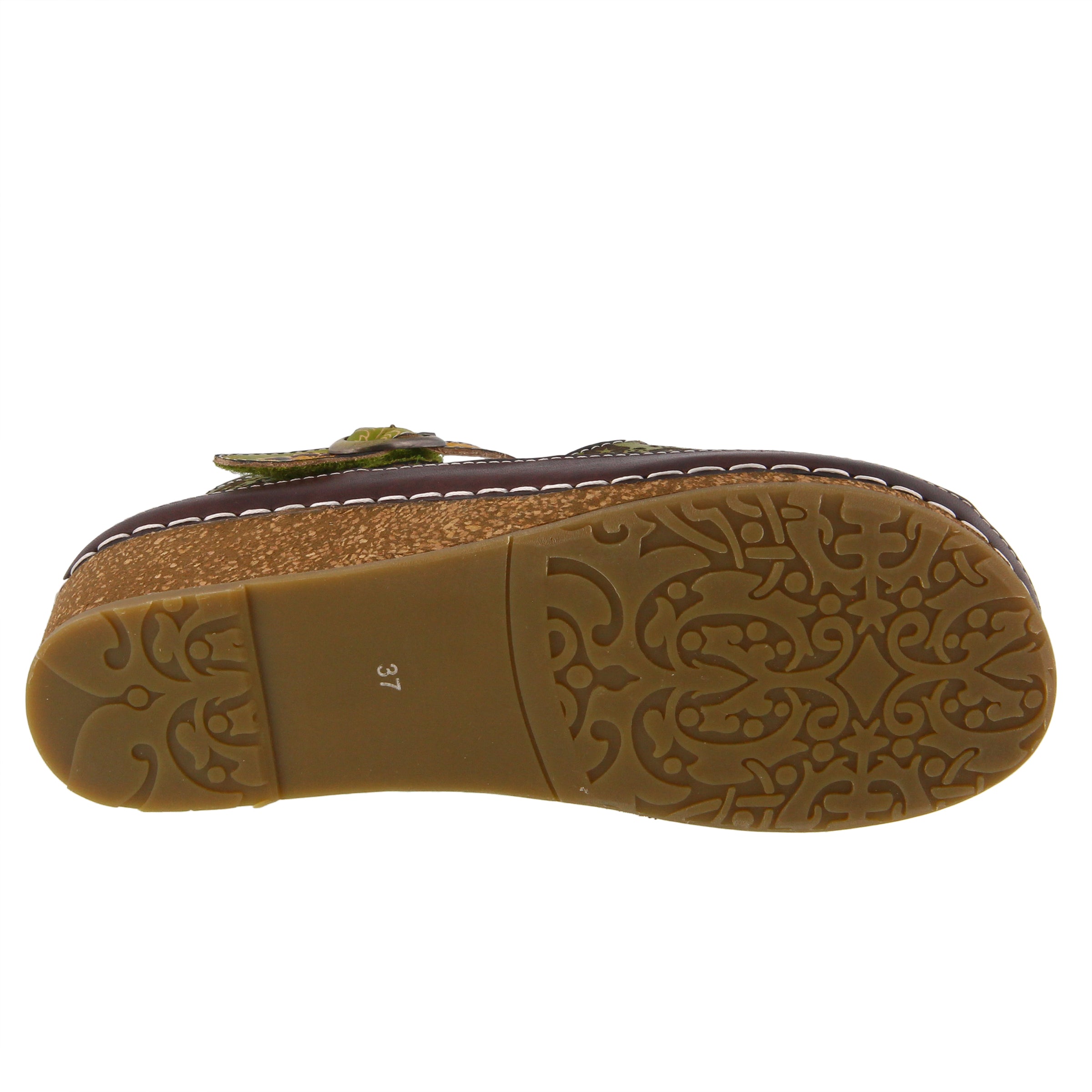 L'Artiste L'ARTISTE DELPHIA ANKLE STRAP SANDAL sandal in lime with handcrafted leather design