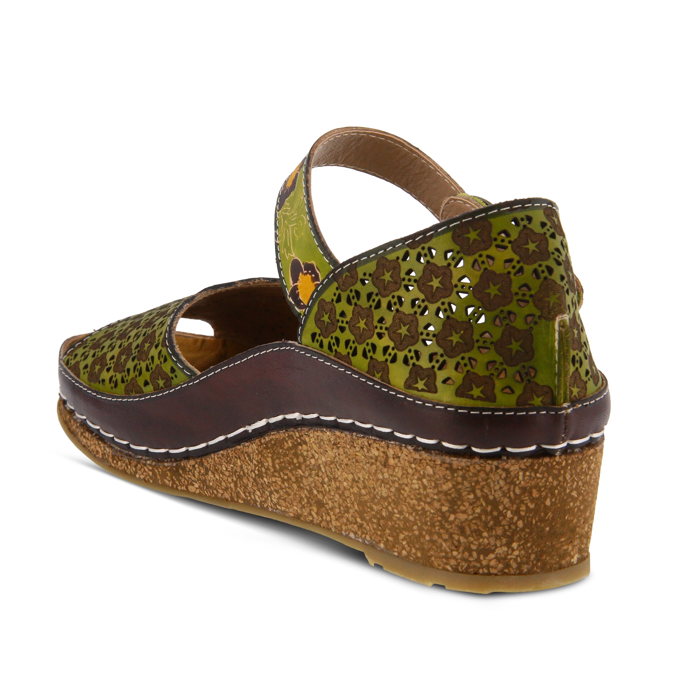 L'Artiste L'ARTISTE DELPHIA ANKLE STRAP SANDAL sandal in lime with handcrafted leather design