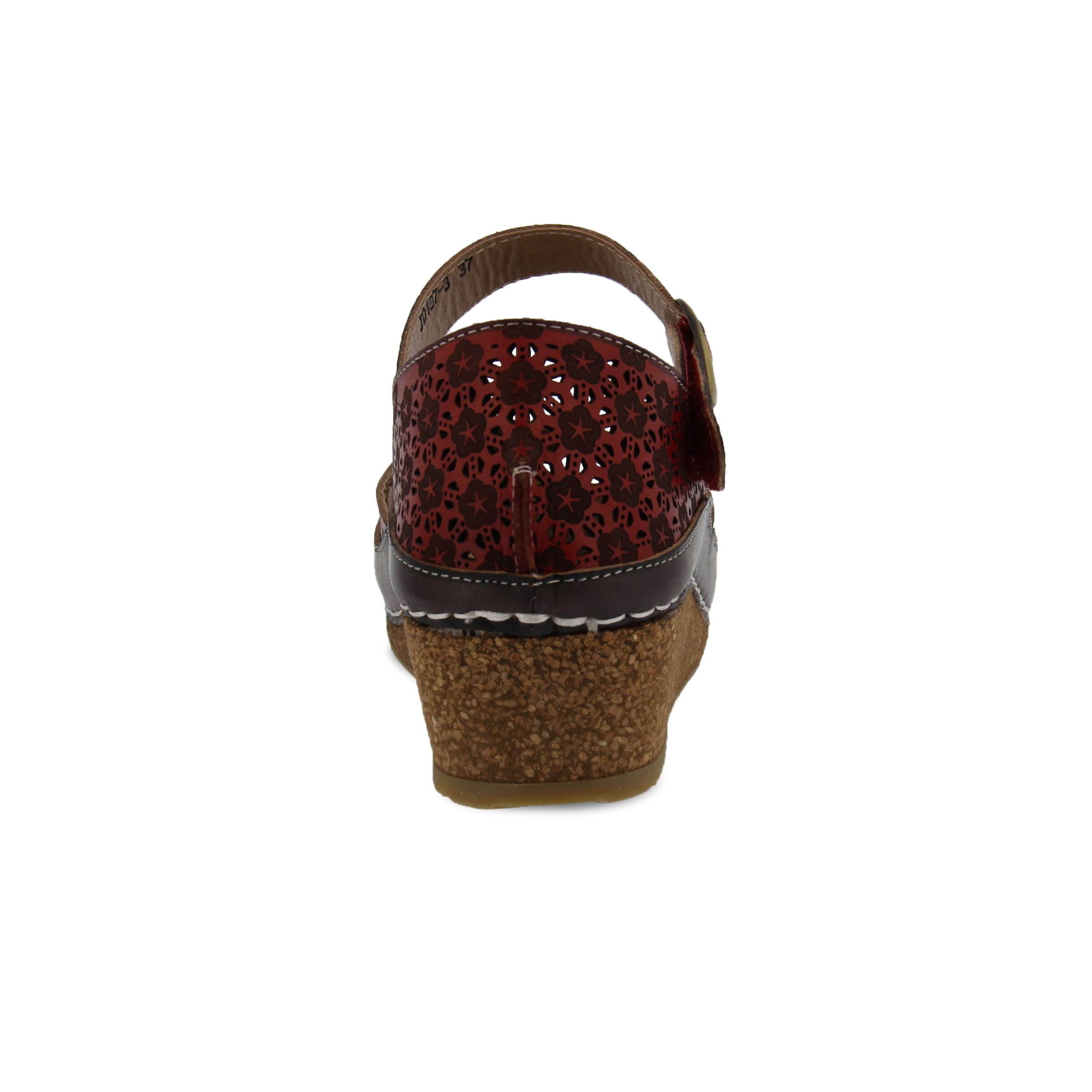 L'Artiste L'ARTISTE DELPHIA ANKLE STRAP SANDAL sandal in red with handcrafted leather design