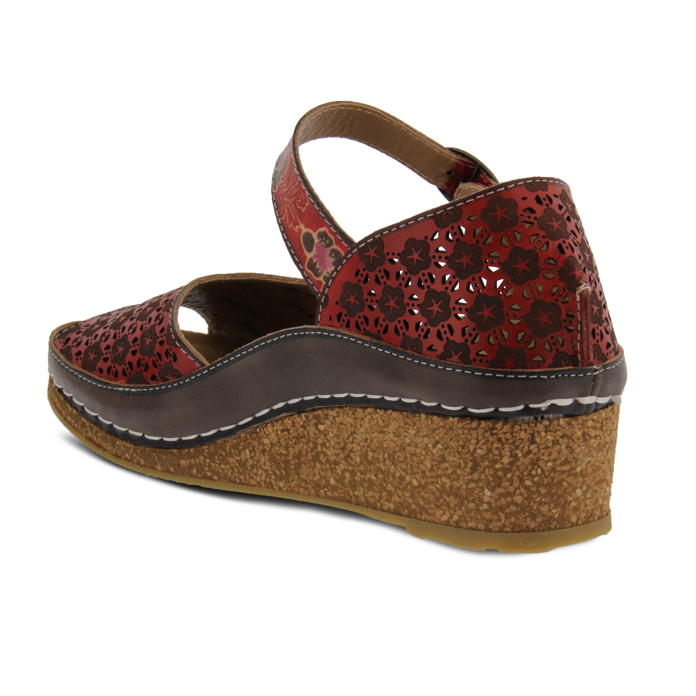 L'Artiste L'ARTISTE DELPHIA ANKLE STRAP SANDAL sandal in red with handcrafted leather design