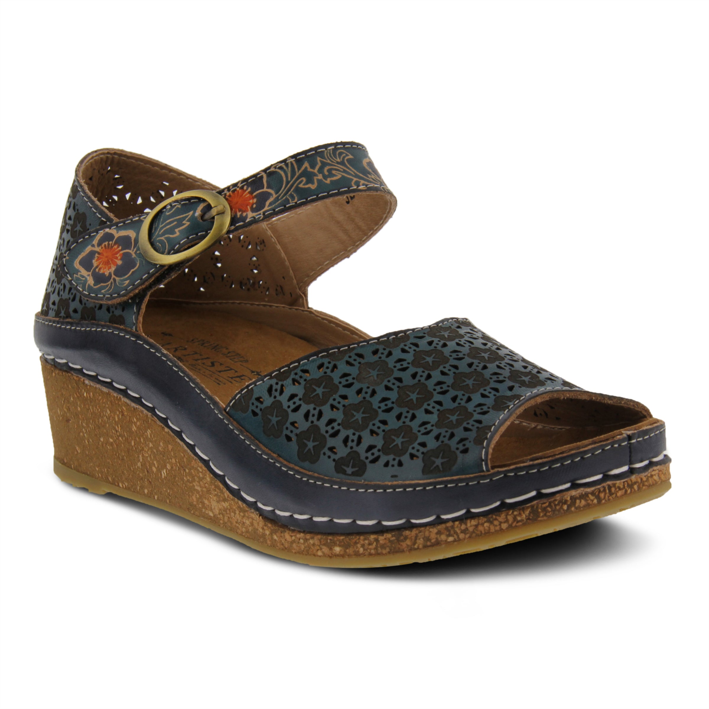 L'Artiste L'ARTISTE DELPHIA ANKLE STRAP SANDAL sandal in red with handcrafted leather design