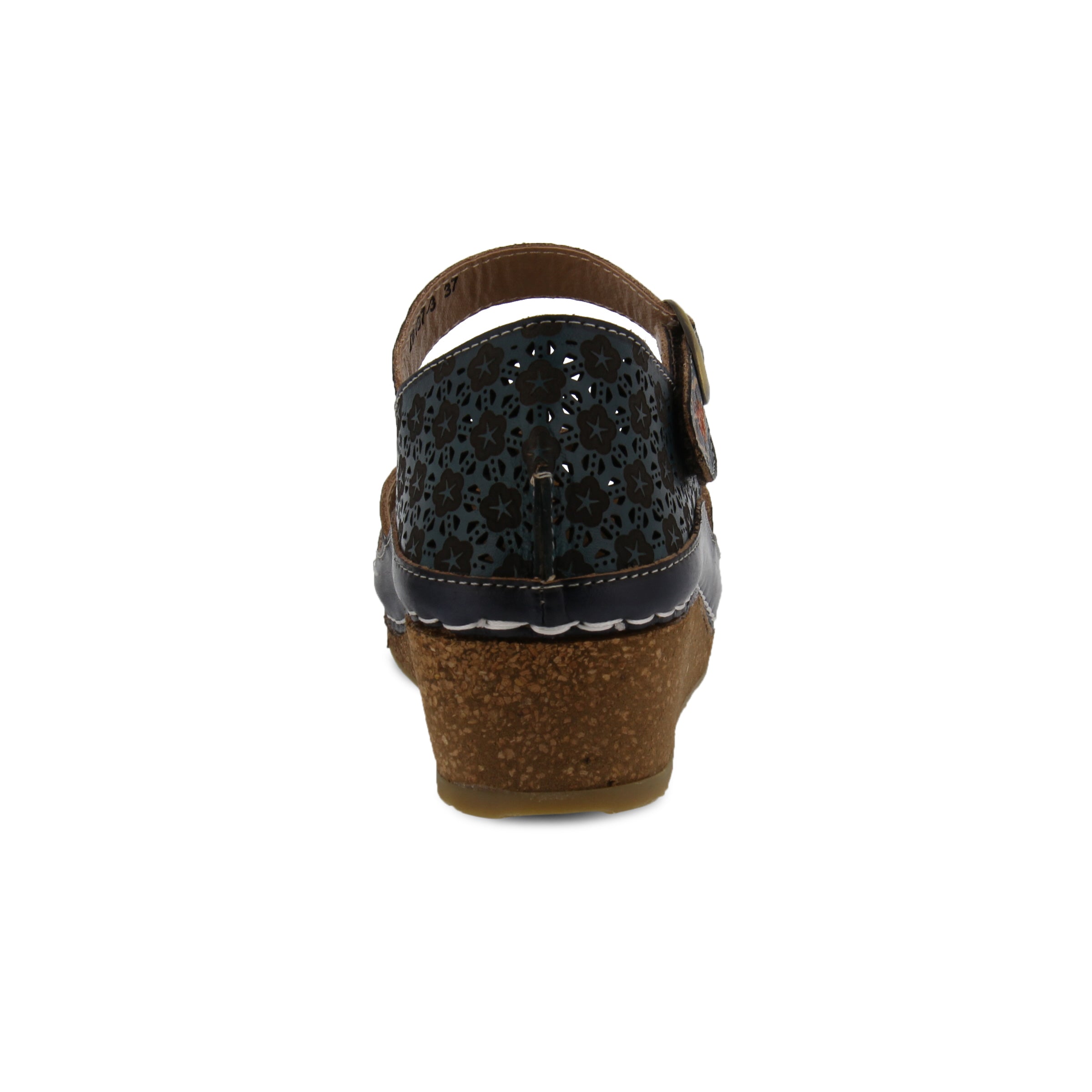 L'Artiste L'ARTISTE DELPHIA ANKLE STRAP SANDAL sandal in teal with handcrafted leather design