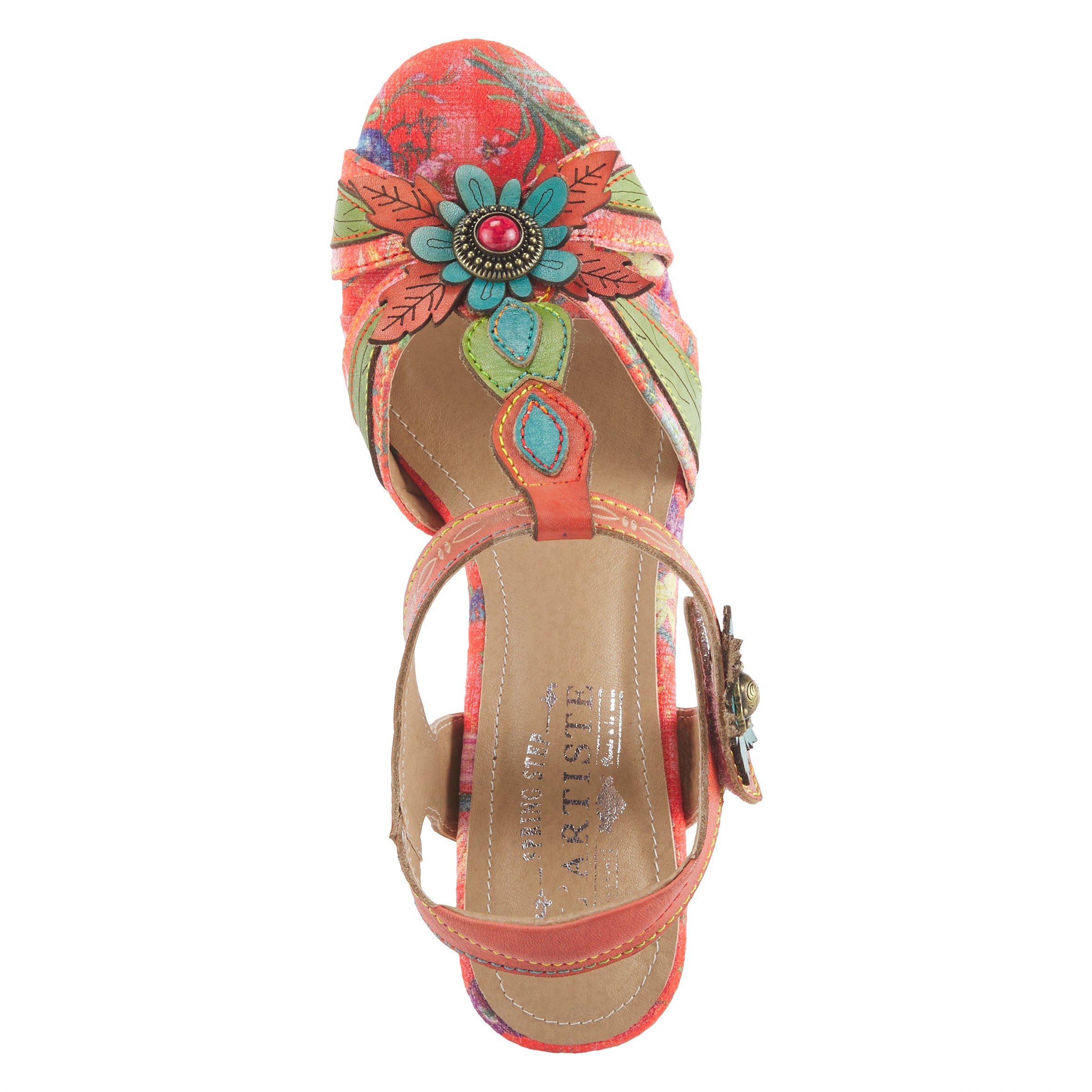 L'Artiste L'ARTISTE FABULOSO SANDALS sandal in orange multi with handcrafted leather design