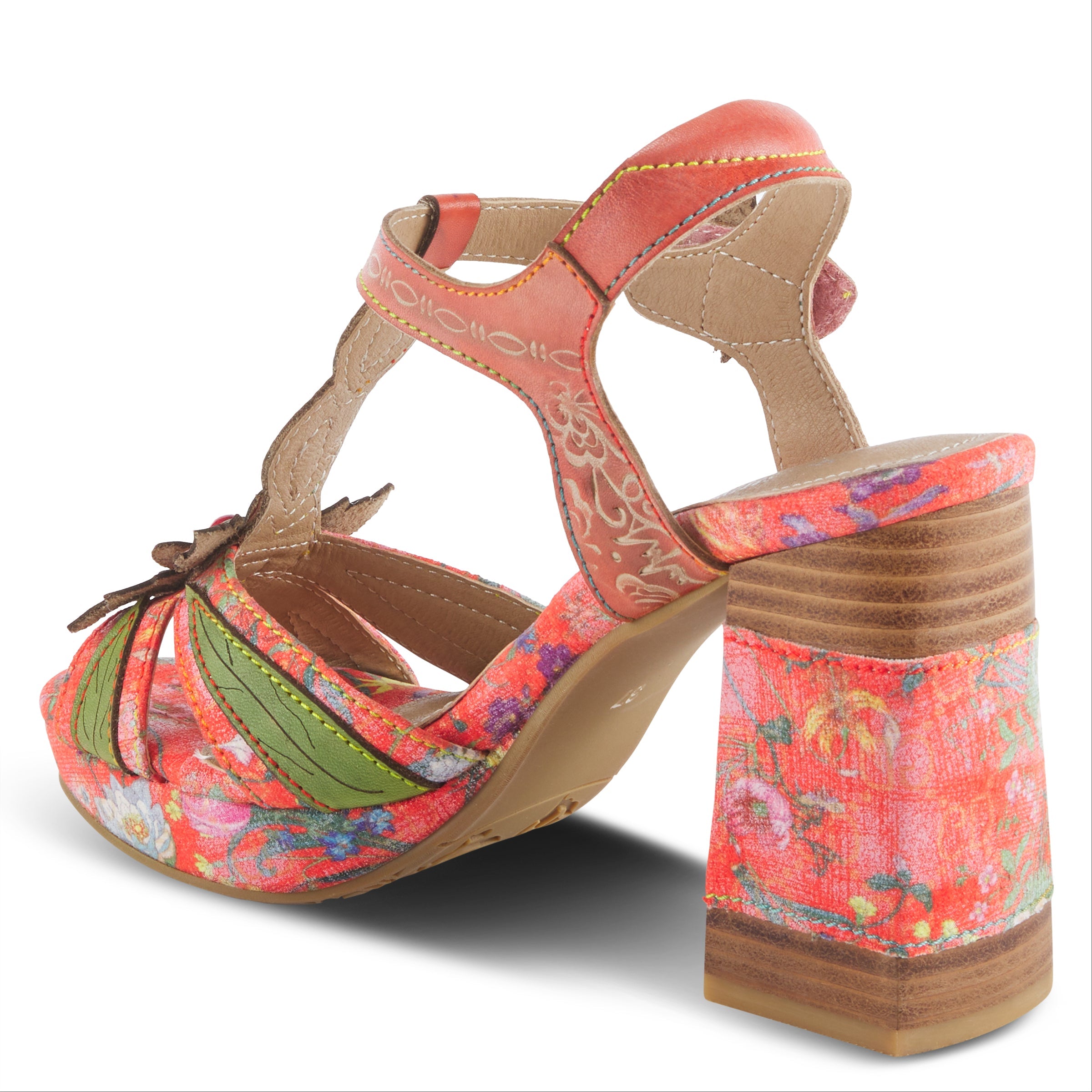 L'Artiste L'ARTISTE FABULOSO SANDALS sandal in orange multi with handcrafted leather design