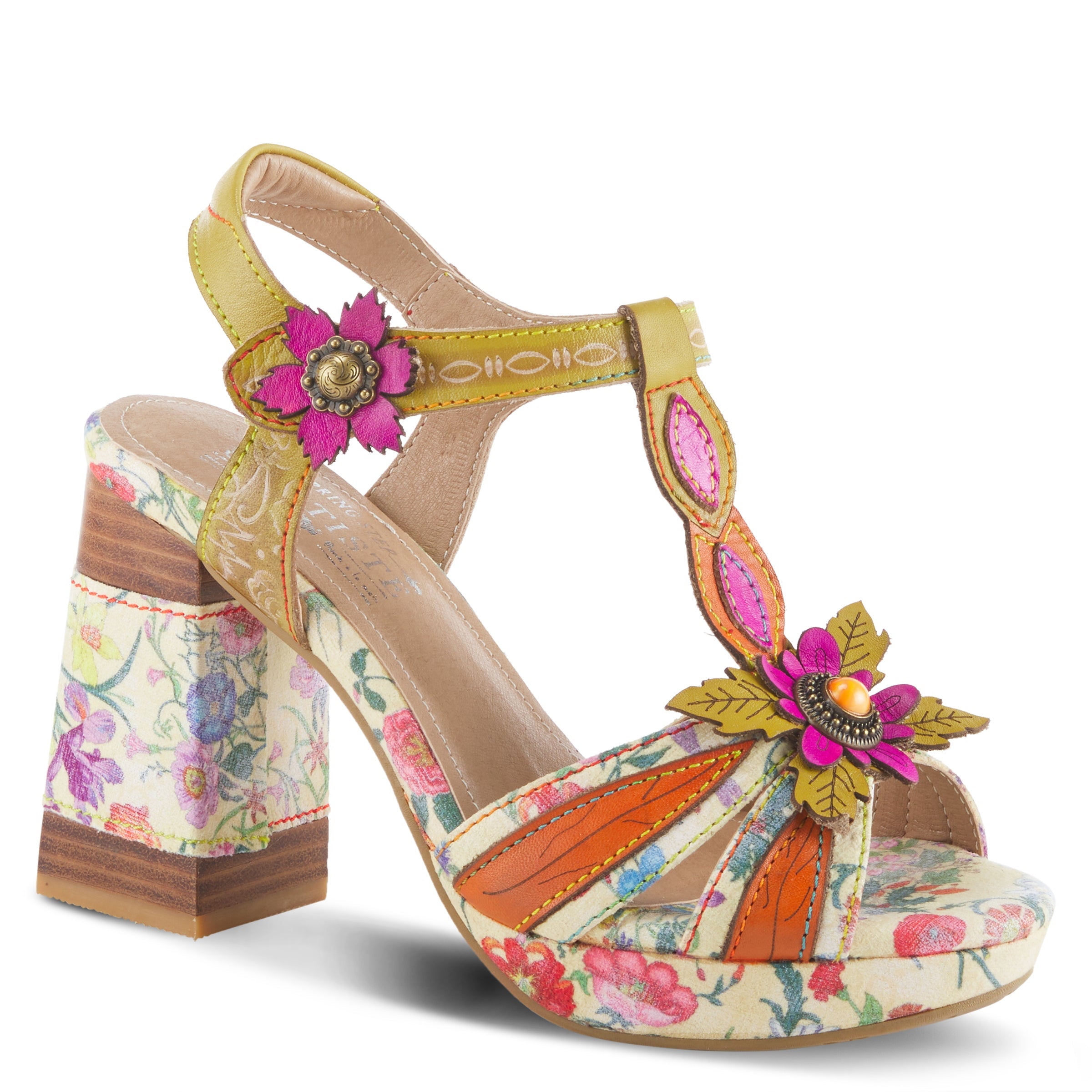 L'Artiste L'ARTISTE FABULOSO SANDALS sandal in yellow multi with handcrafted leather design
