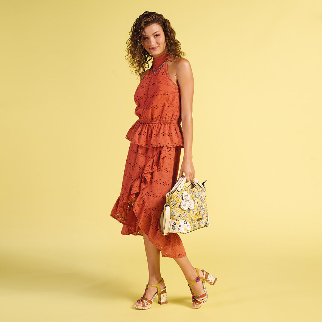 L'Artiste L'ARTISTE FABULOSO SANDALS sandal in orange multi with handcrafted leather design