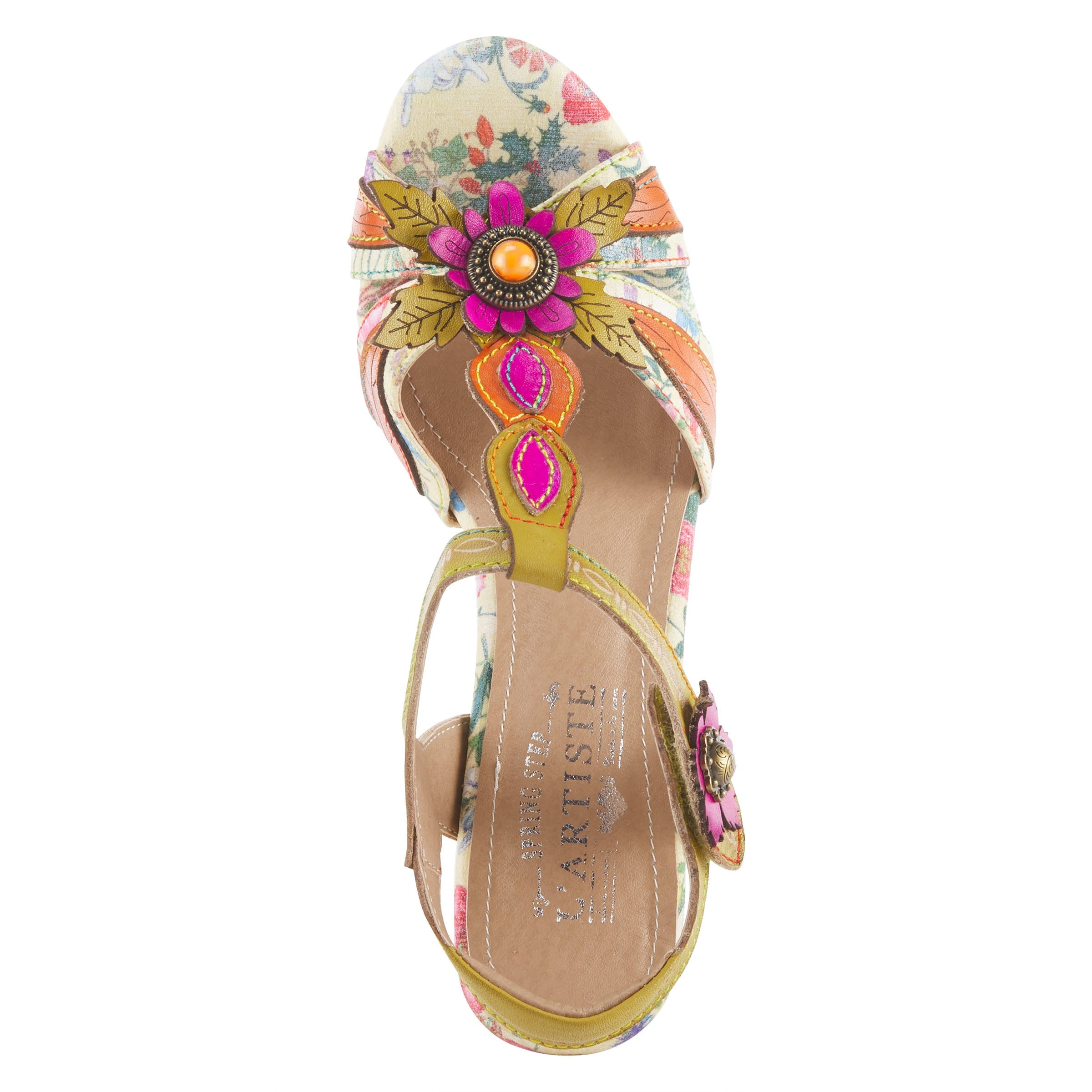 L'Artiste L'ARTISTE FABULOSO SANDALS sandal in yellow multi with handcrafted leather design