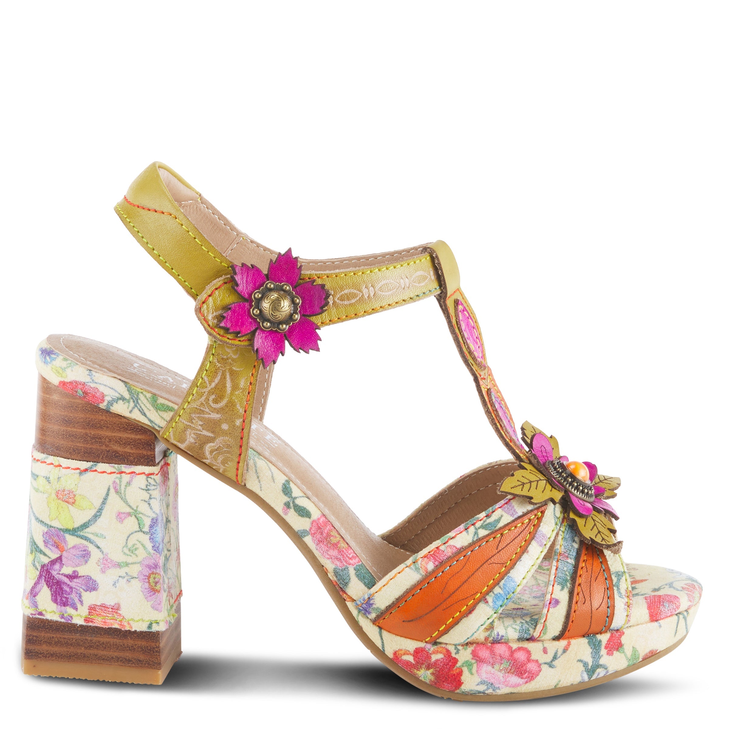 L'Artiste L'ARTISTE FABULOSO SANDALS sandal in yellow multi with handcrafted leather design