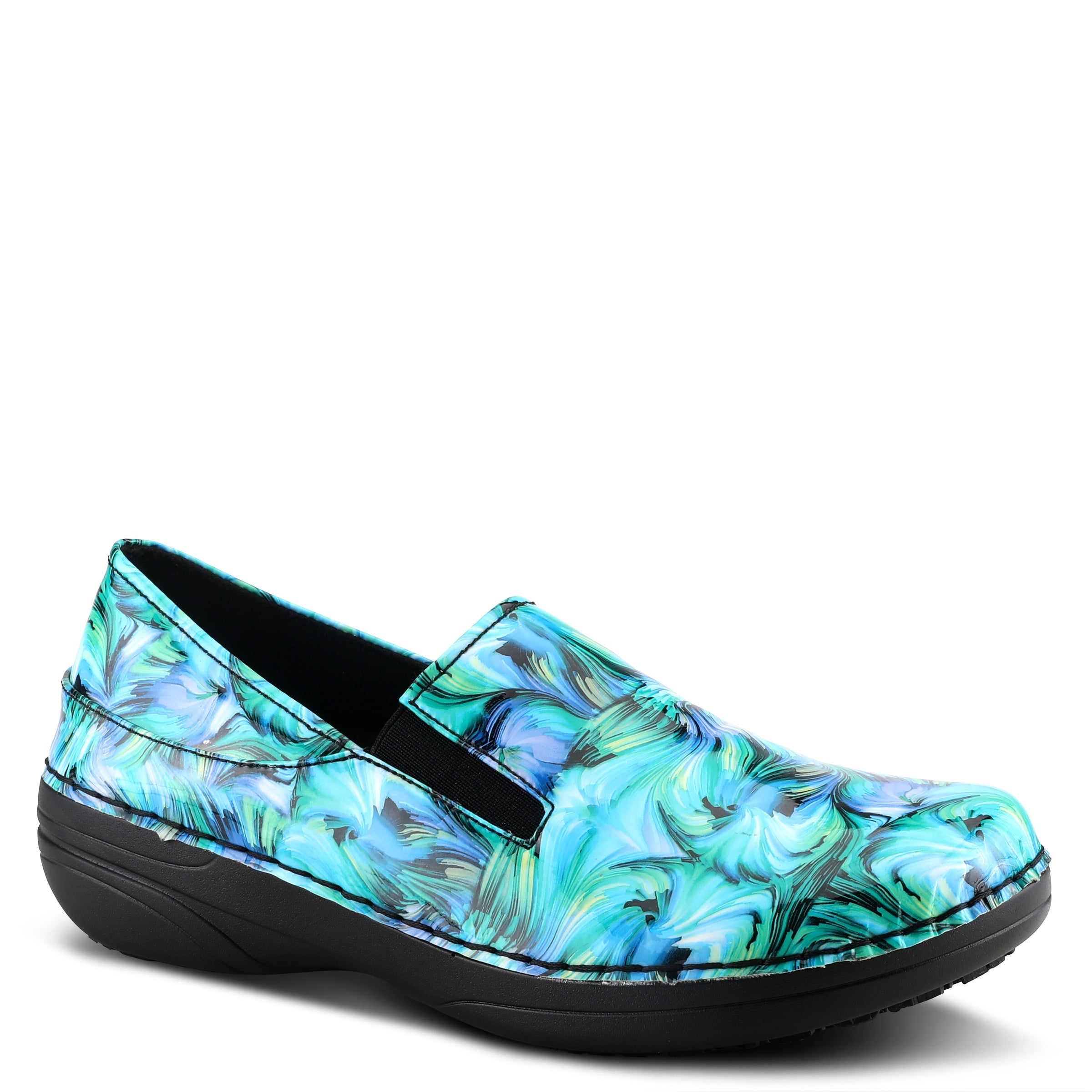Spring Step Professional SPRING STEP PROFESSIONAL FERRARA-FLOW SLIP-ON SHOES slip-on shoe in blue multi with slip-resistant outsole