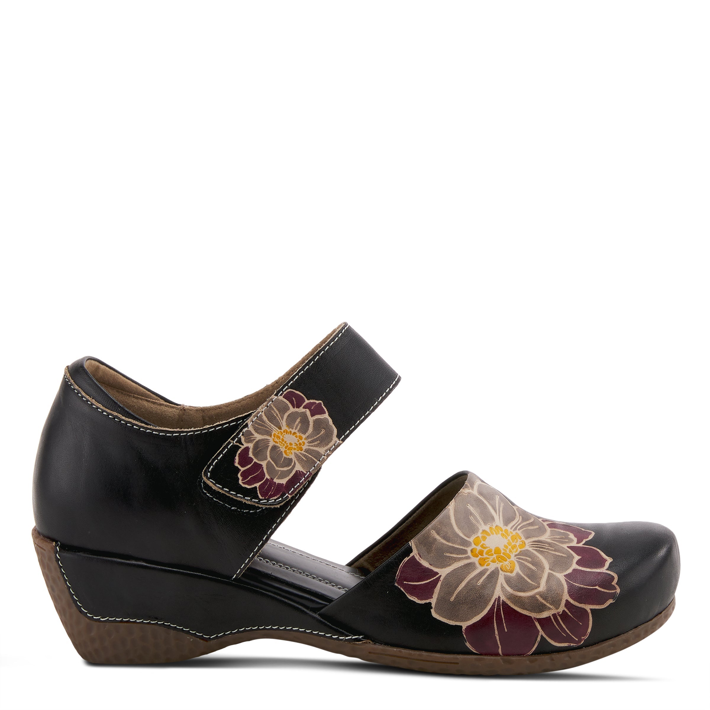 L'Artiste L'ARTISTE GLOSS-LILIPAD MARY JANE SHOES shoe in black with handcrafted leather design