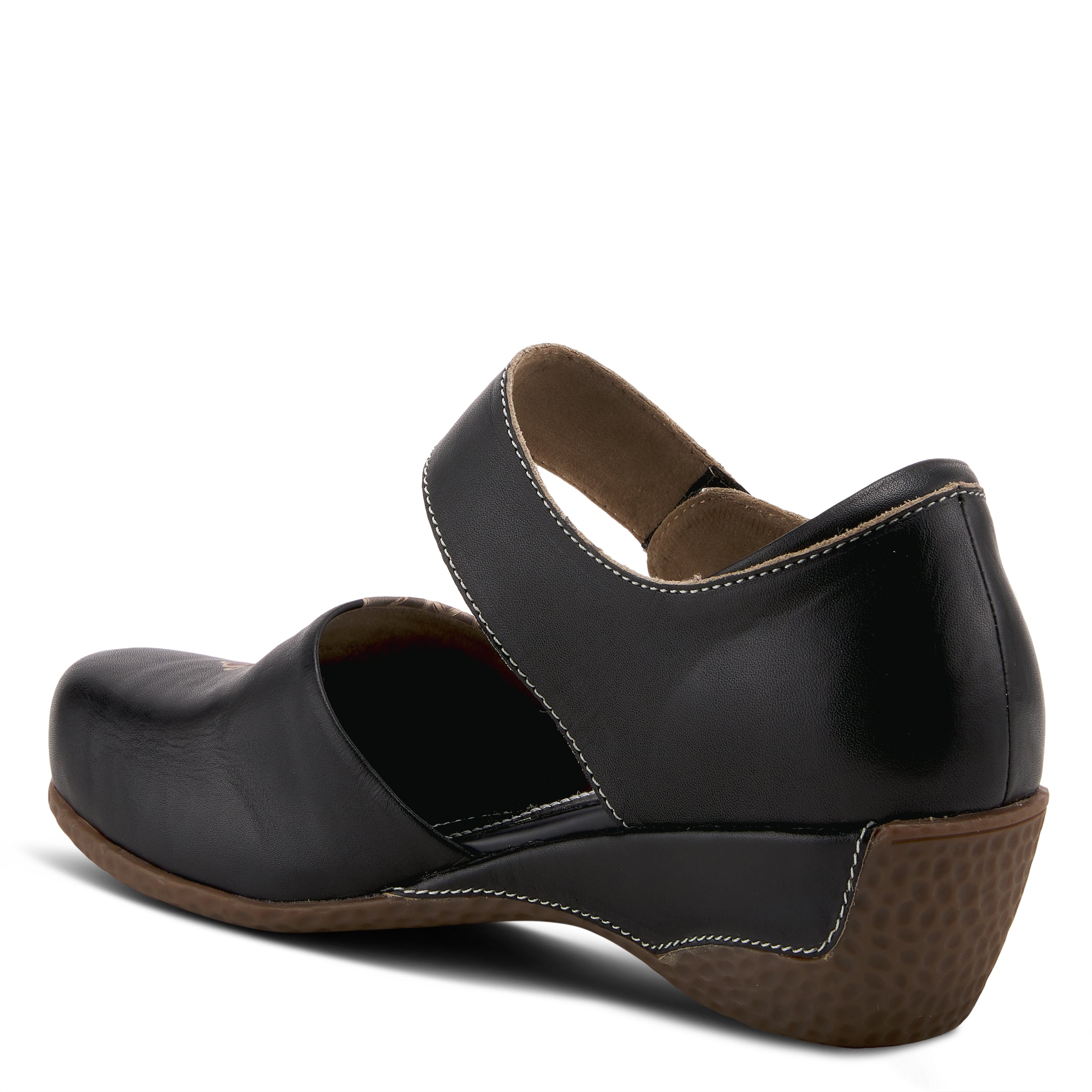 L'Artiste L'ARTISTE GLOSS-LILIPAD MARY JANE SHOES shoe in black with handcrafted leather design