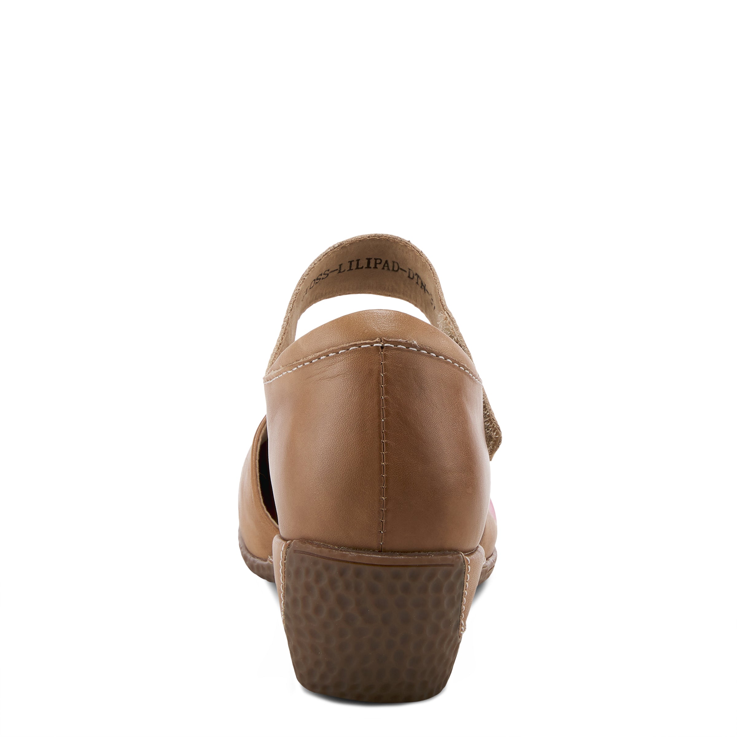 L'Artiste L'ARTISTE GLOSS-LILIPAD MARY JANE SHOES shoe in dark tan with handcrafted leather design