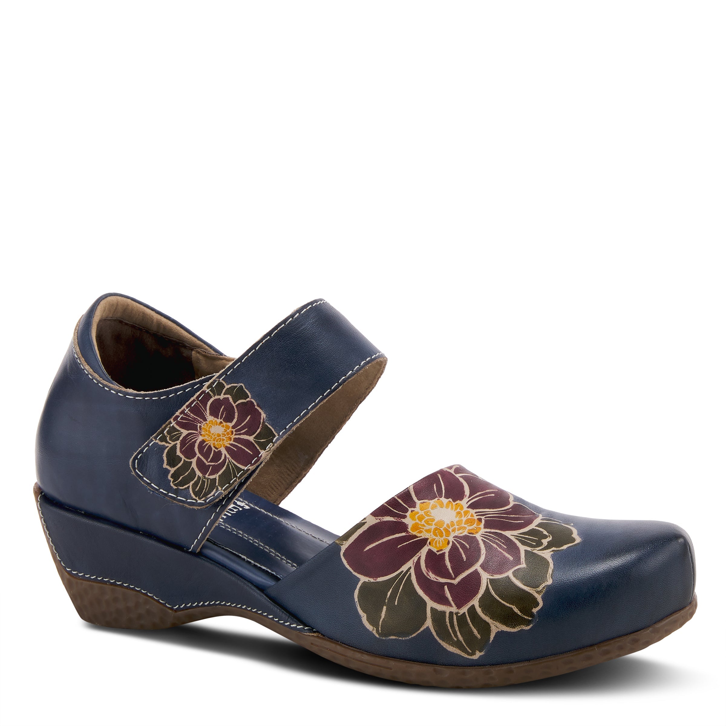L'Artiste L'ARTISTE GLOSS-LILIPAD MARY JANE SHOES shoe in navy with handcrafted leather design