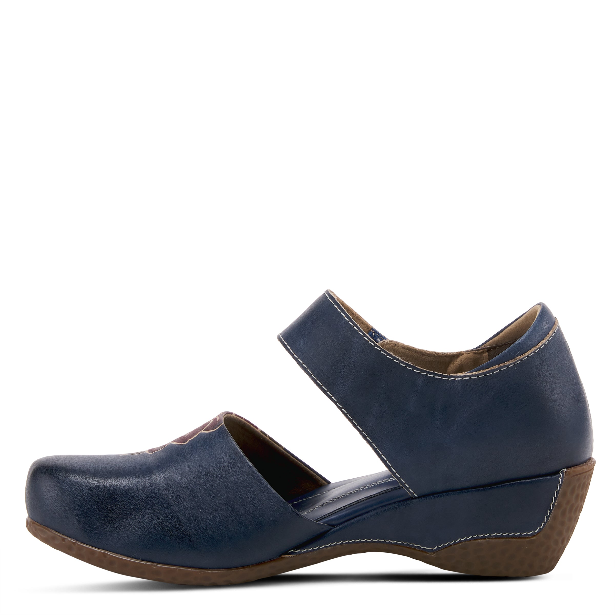 L'Artiste L'ARTISTE GLOSS-LILIPAD MARY JANE SHOES shoe in navy with handcrafted leather design