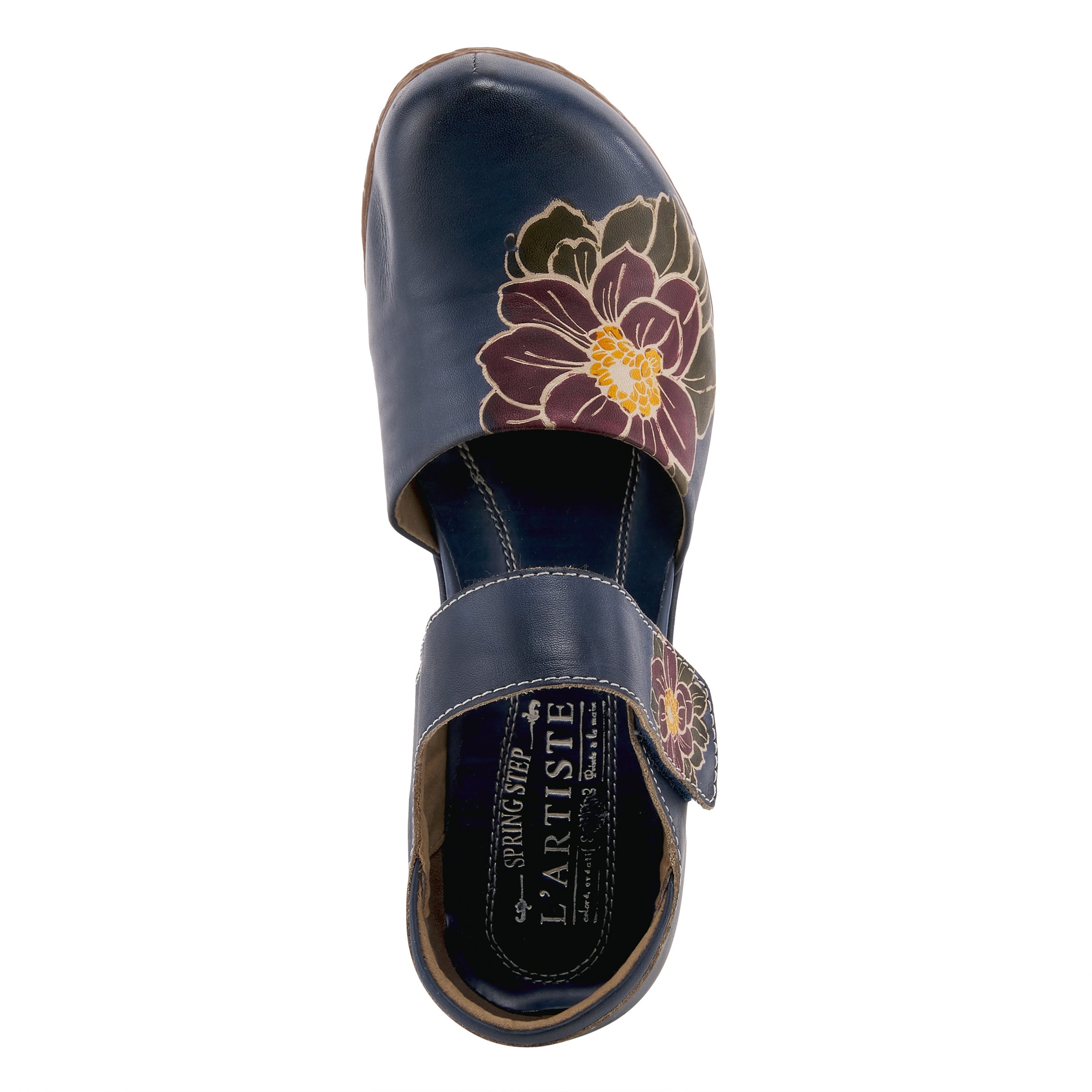 L'Artiste L'ARTISTE GLOSS-LILIPAD MARY JANE SHOES shoe in navy with handcrafted leather design