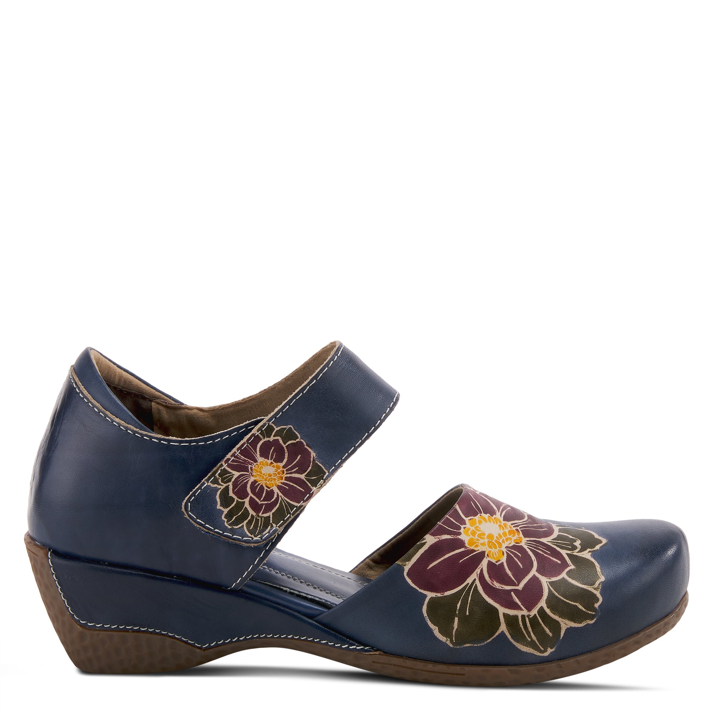 L'Artiste L'ARTISTE GLOSS-LILIPAD MARY JANE SHOES shoe in navy with handcrafted leather design