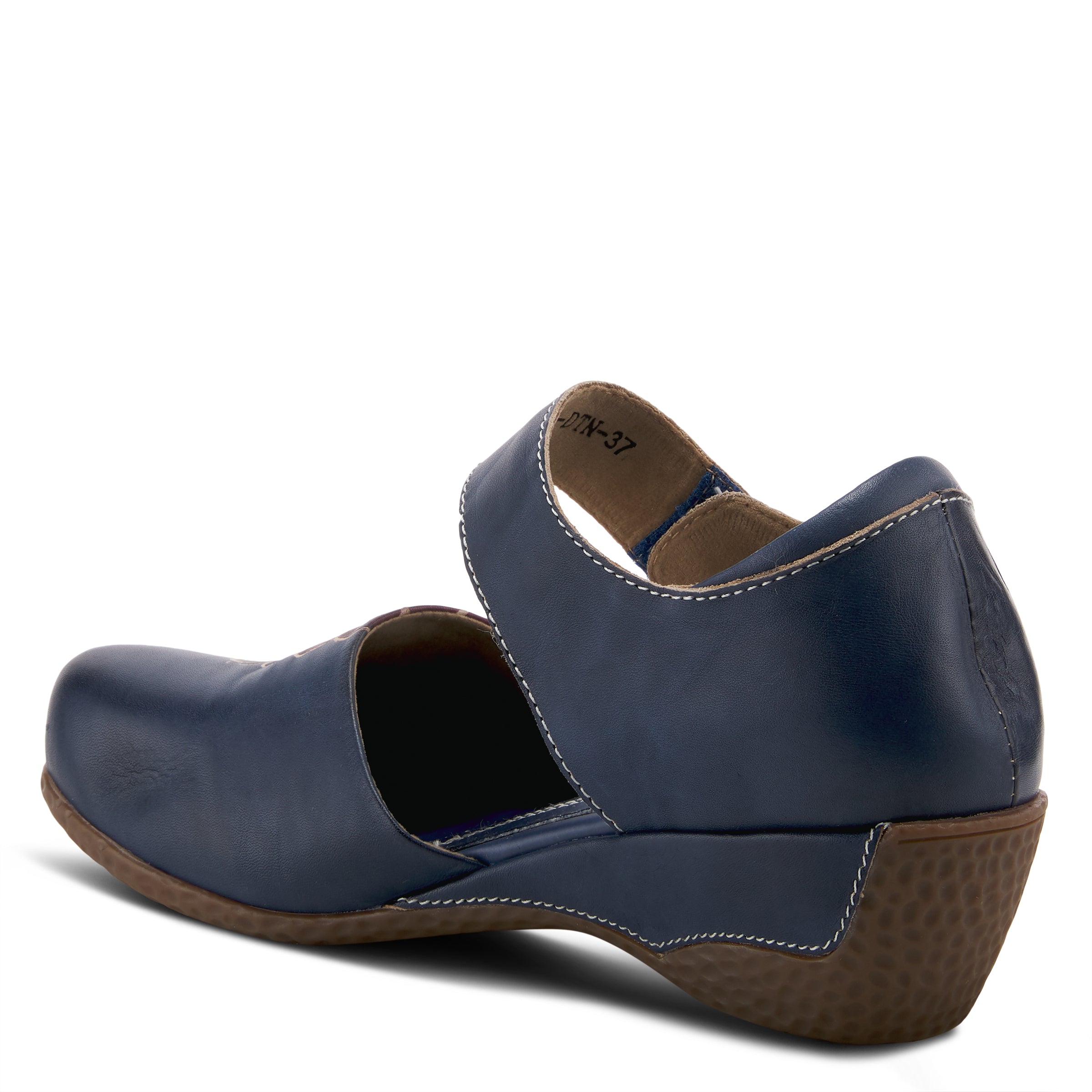 L'Artiste L'ARTISTE GLOSS-LILIPAD MARY JANE SHOES shoe in navy with handcrafted leather design