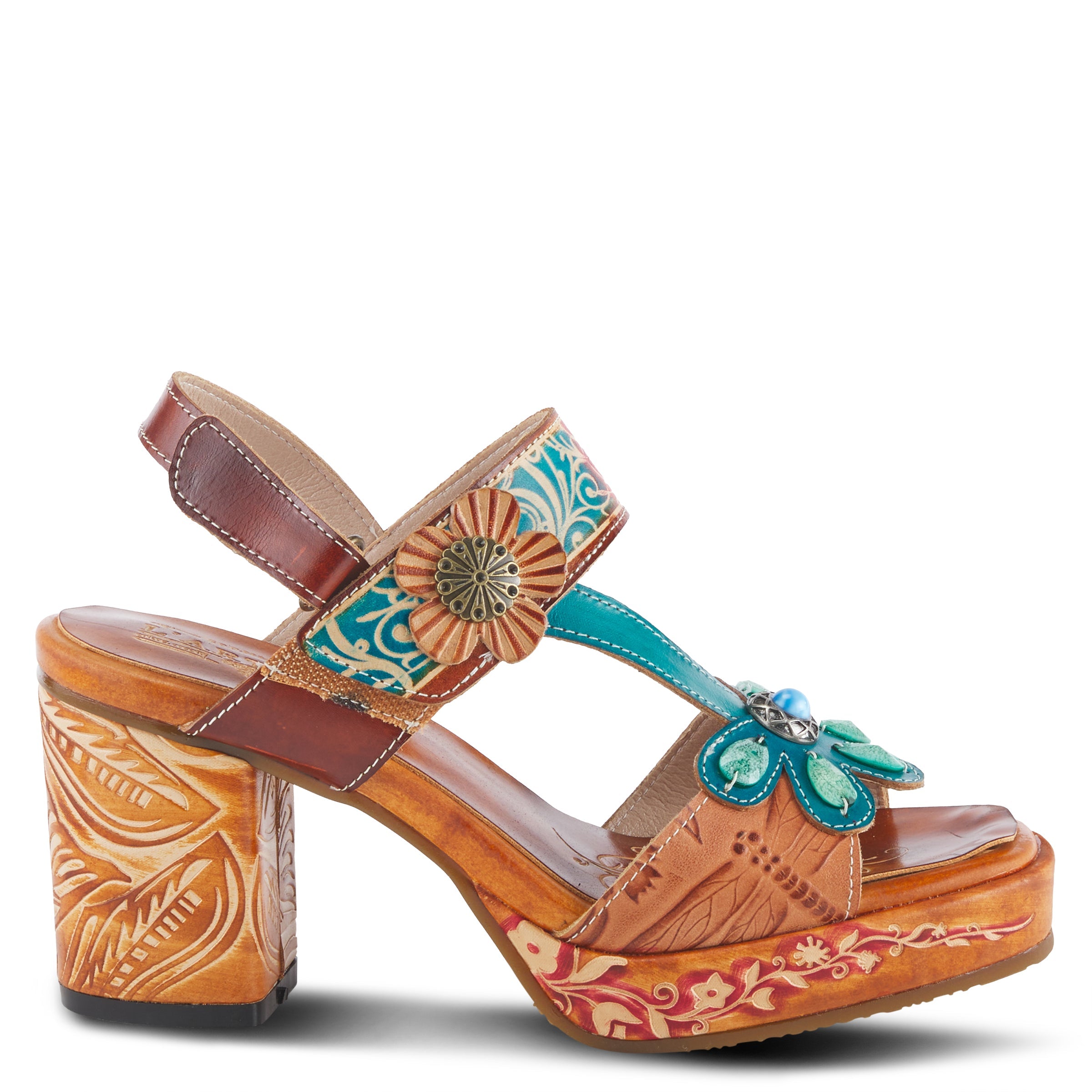 L'Artiste L'ARTISTE GOMMA SANDALS sandal in camel multi with handcrafted leather design