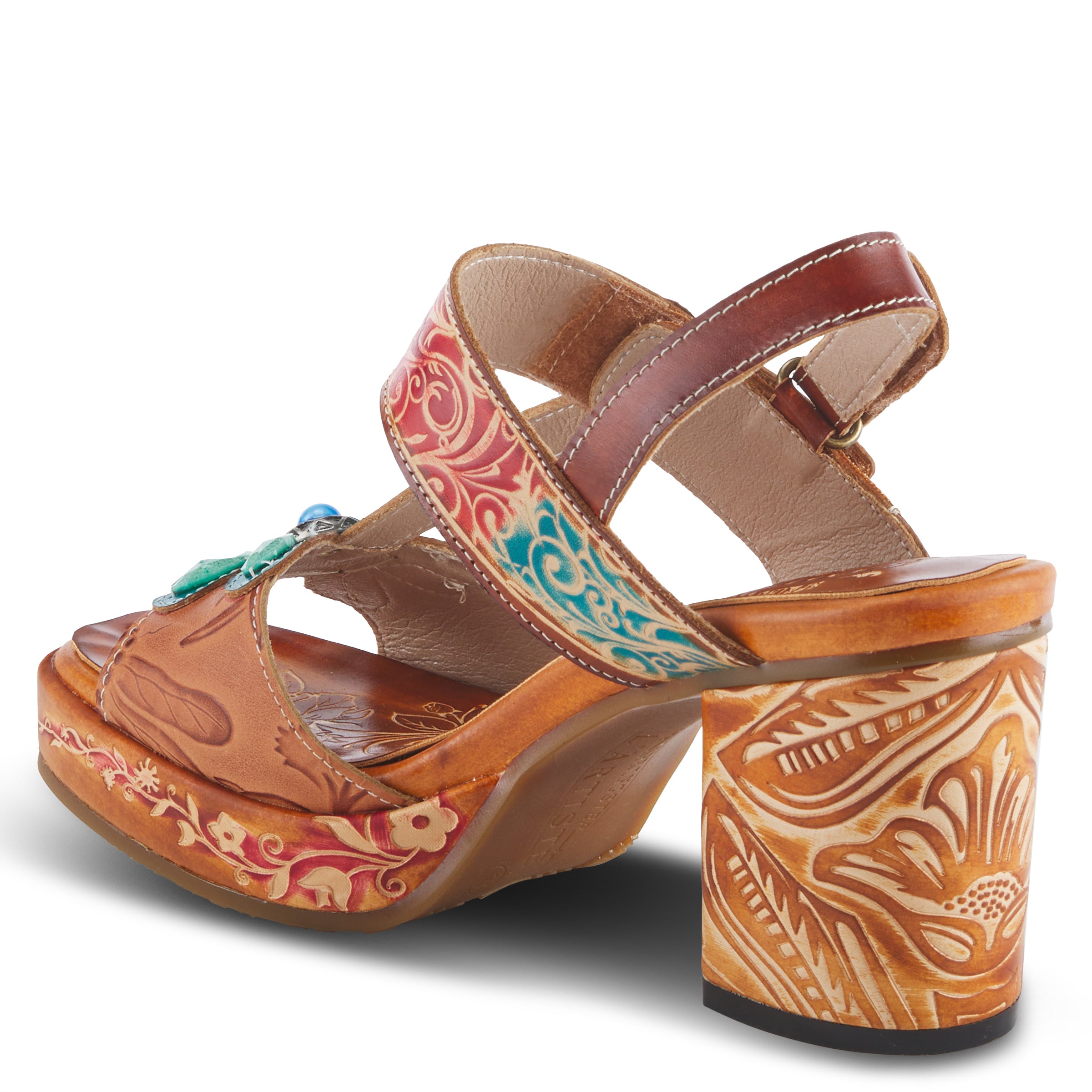 L'Artiste L'ARTISTE GOMMA SANDALS sandal in camel multi with handcrafted leather design