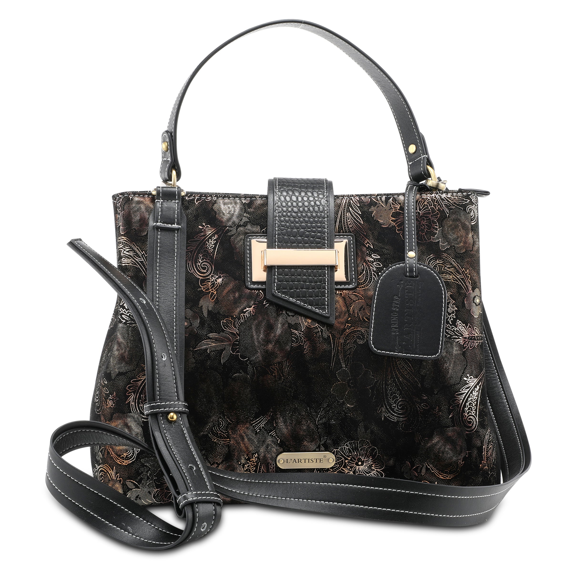 L'Artiste L`ARTISTE HB-DUET-METALIC HANDBAG shoe in black multi with handcrafted leather design