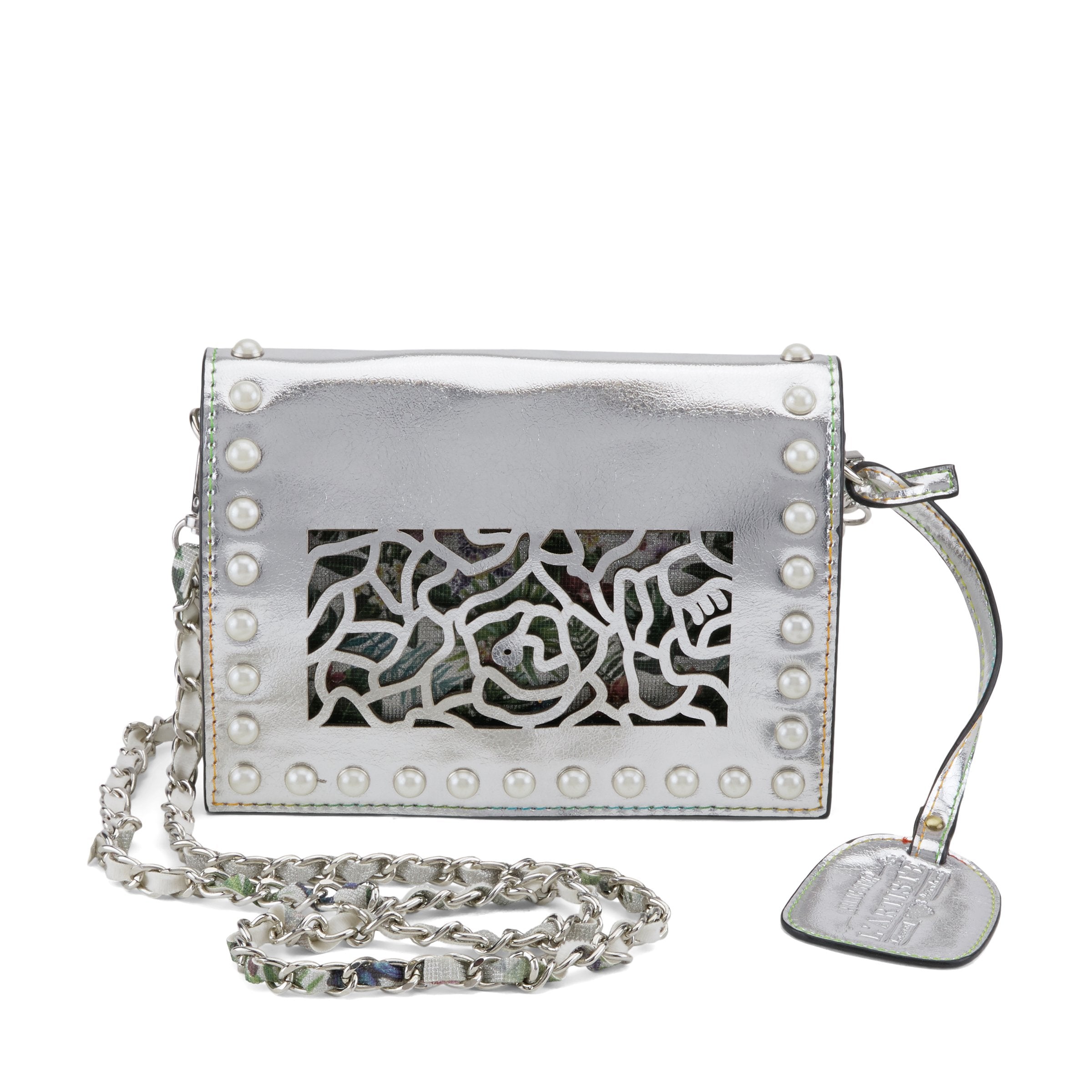 L'Artiste L'ARTISTE HB-GLAMOUR HANDBAGS shoe in silver with handcrafted leather design