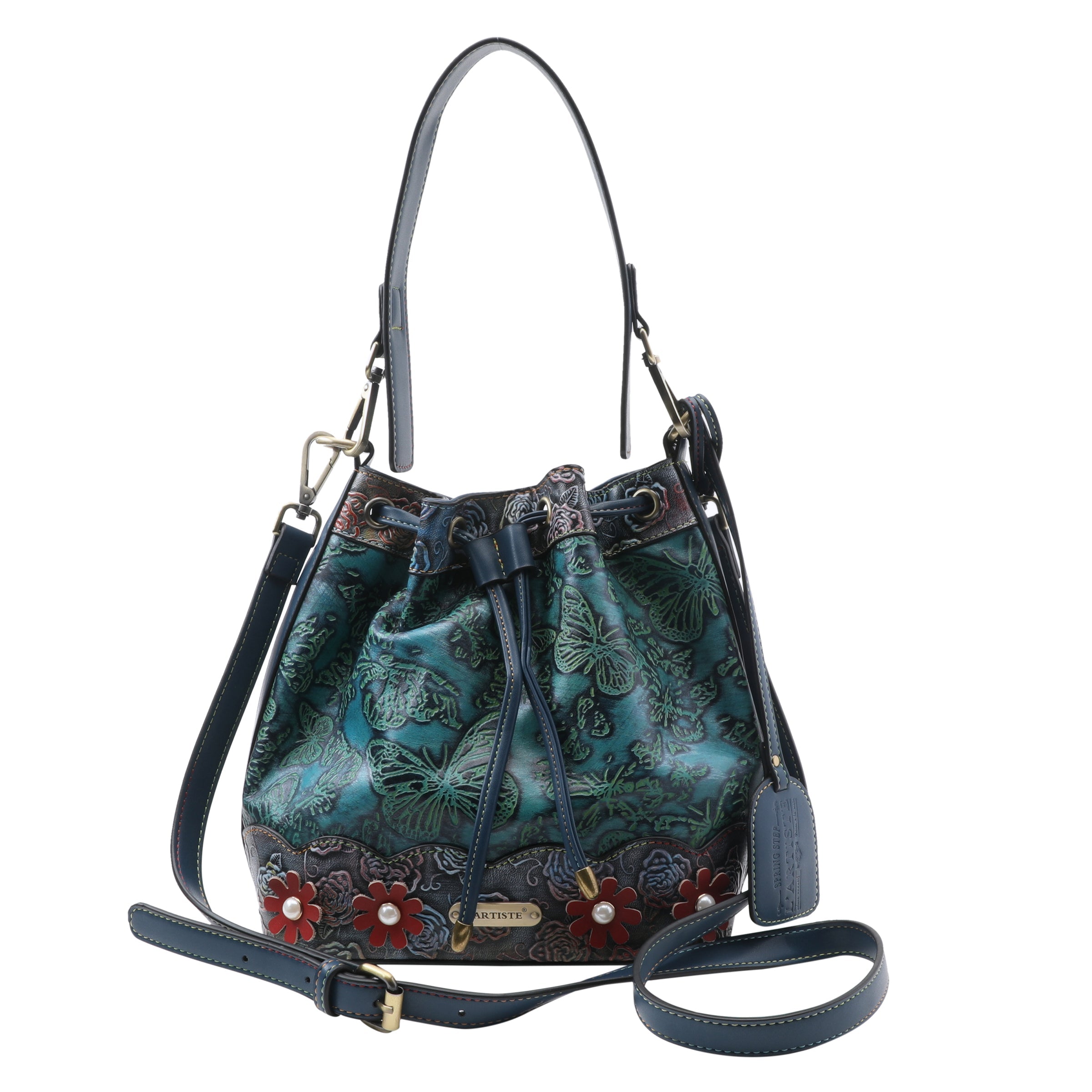 L'Artiste L'ARTISTE HB-MONARCH HANDBAG shoe in blue multi with handcrafted leather design