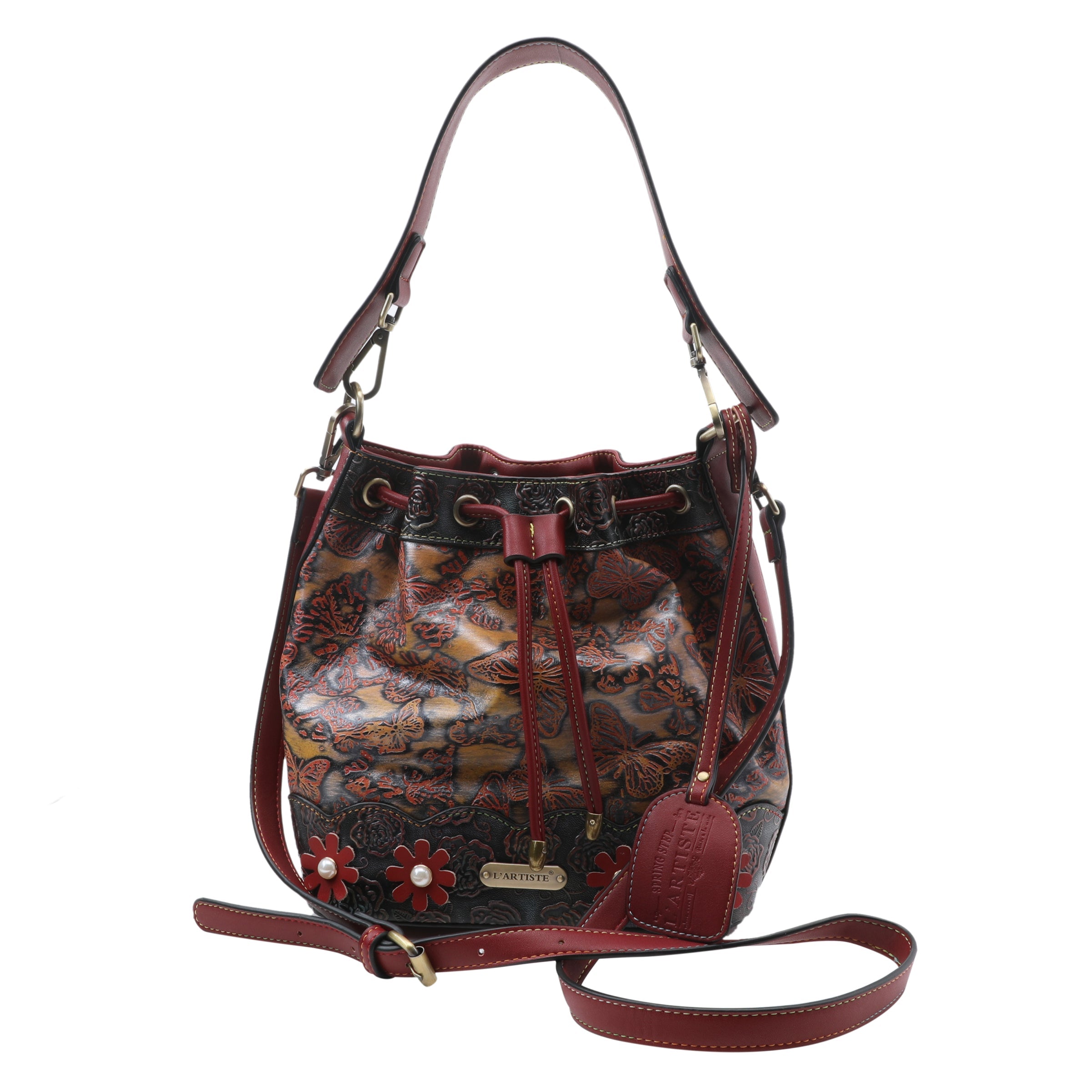 L'Artiste L'ARTISTE HB-MONARCH HANDBAG shoe in red multi with handcrafted leather design