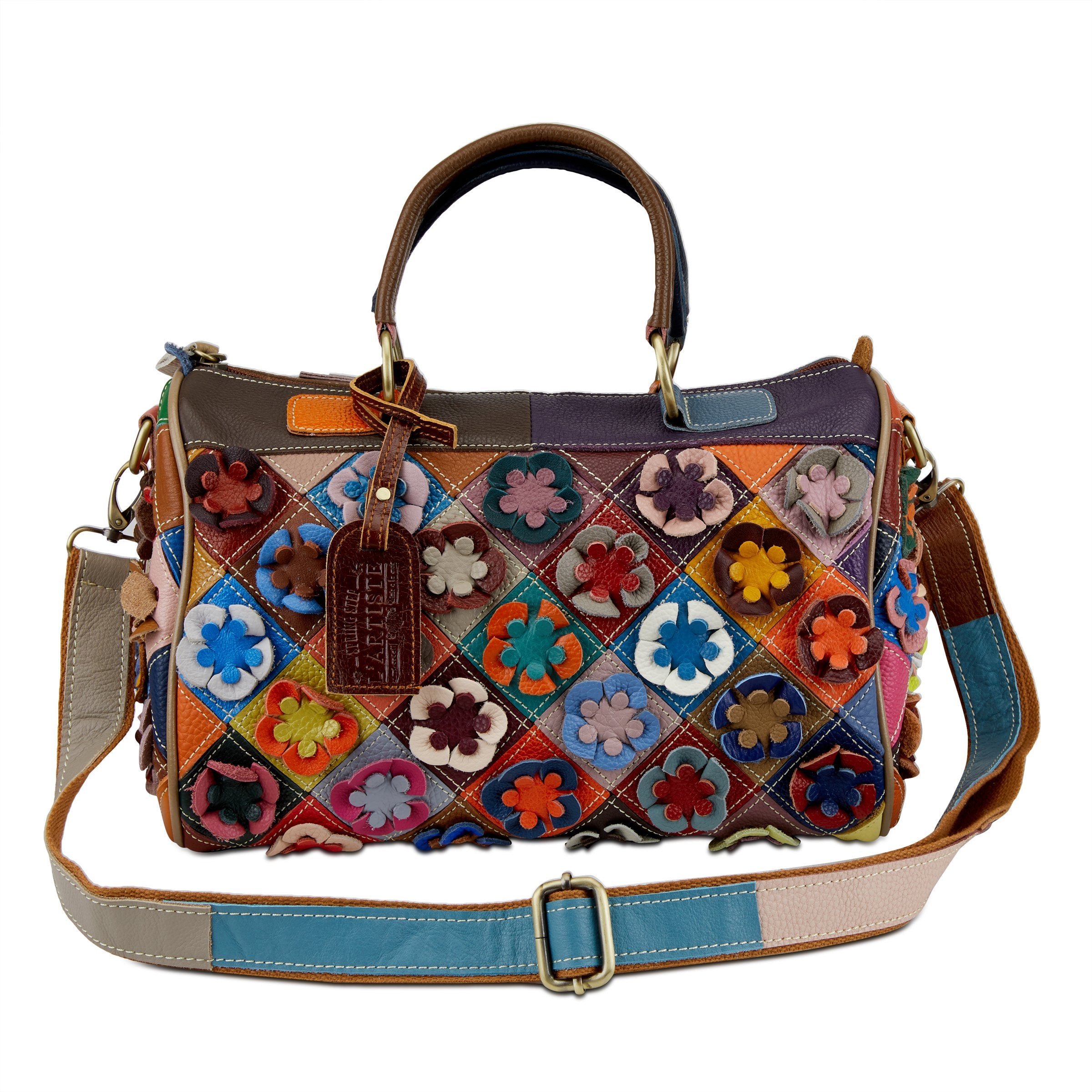 L'Artiste L'ARTISTE HB-SAFARIQUE HANDBAG shoe in rainbow print with handcrafted leather design