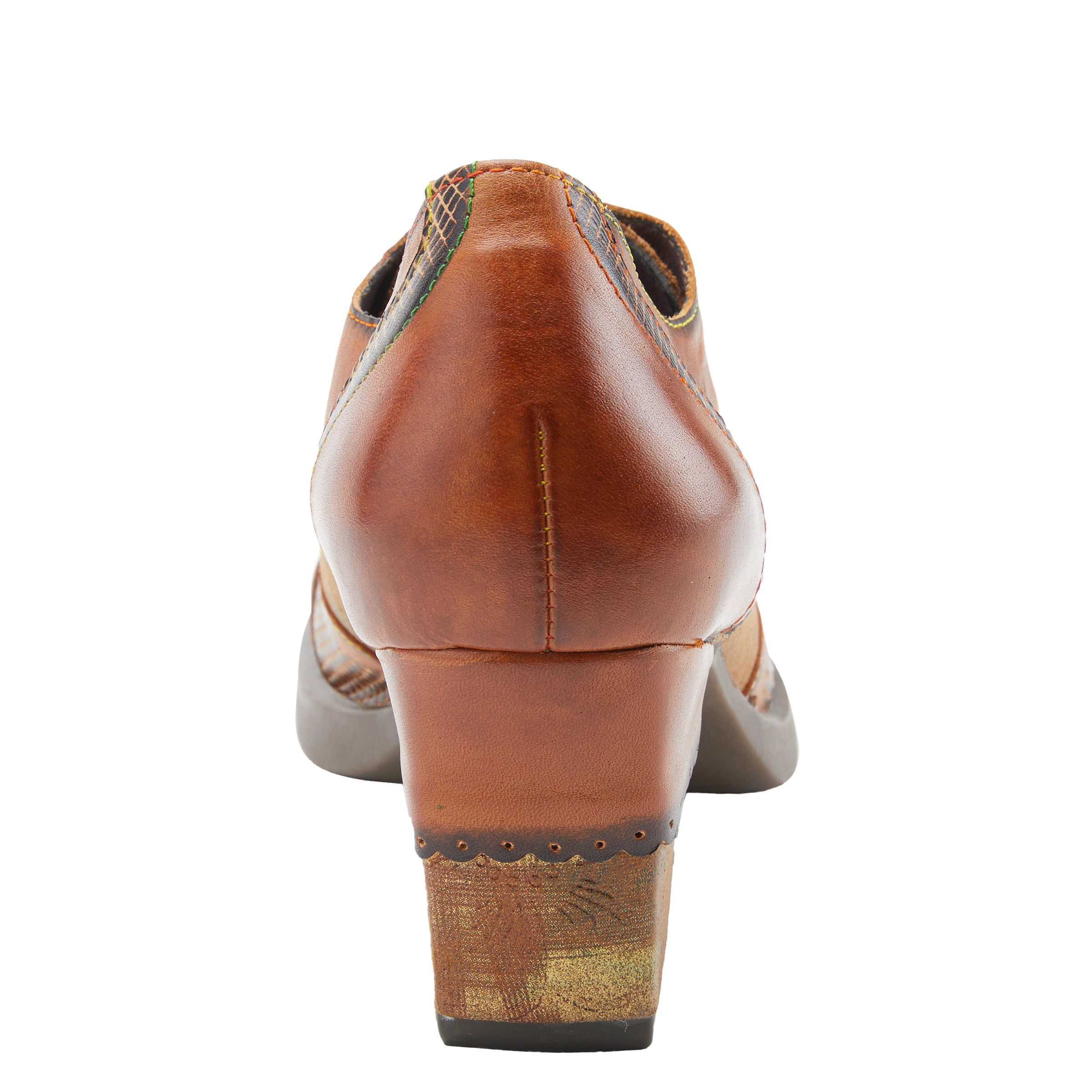 L'Artiste L`ARTISTE ILAN OXFORD shoe in camel multi with handcrafted leather design