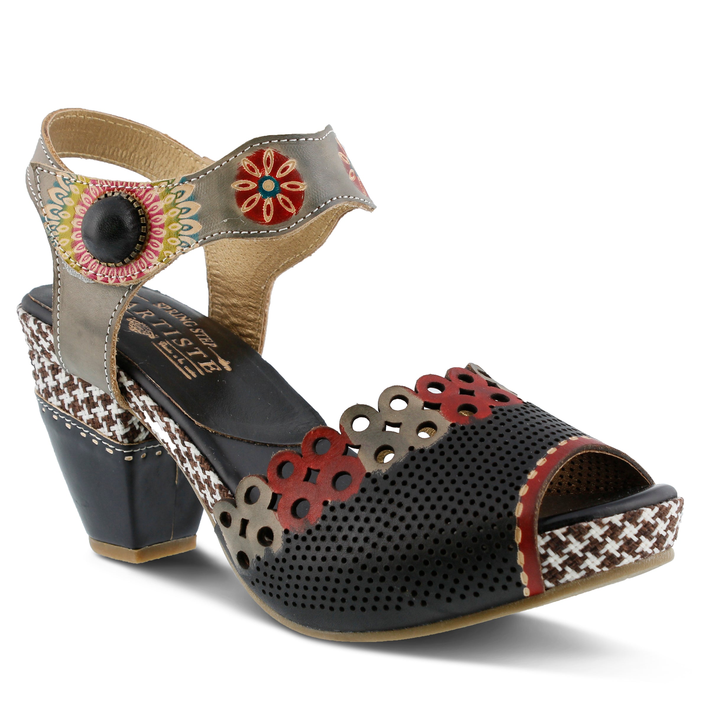 L'Artiste L'Artiste JIVE Sandals sandal in black with handcrafted leather design