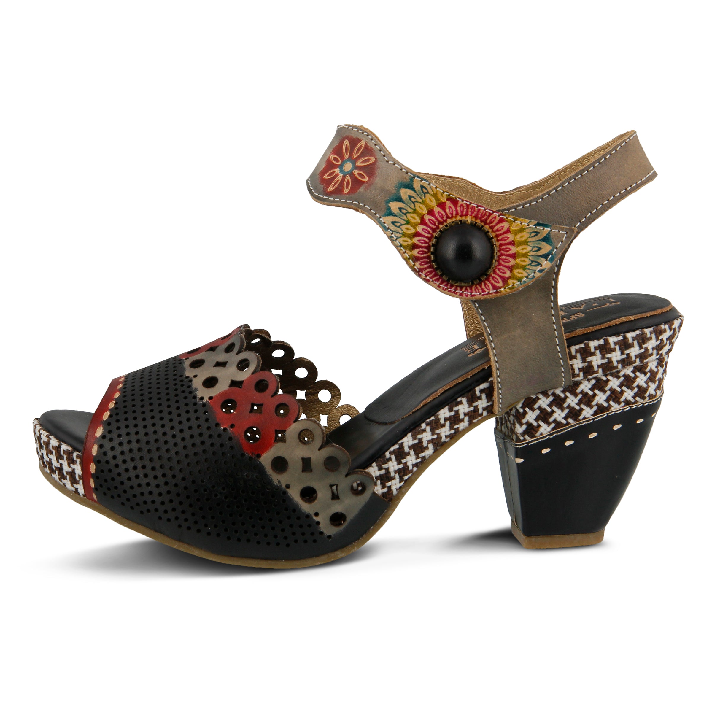 L'Artiste L'Artiste JIVE Sandals sandal in black with handcrafted leather design