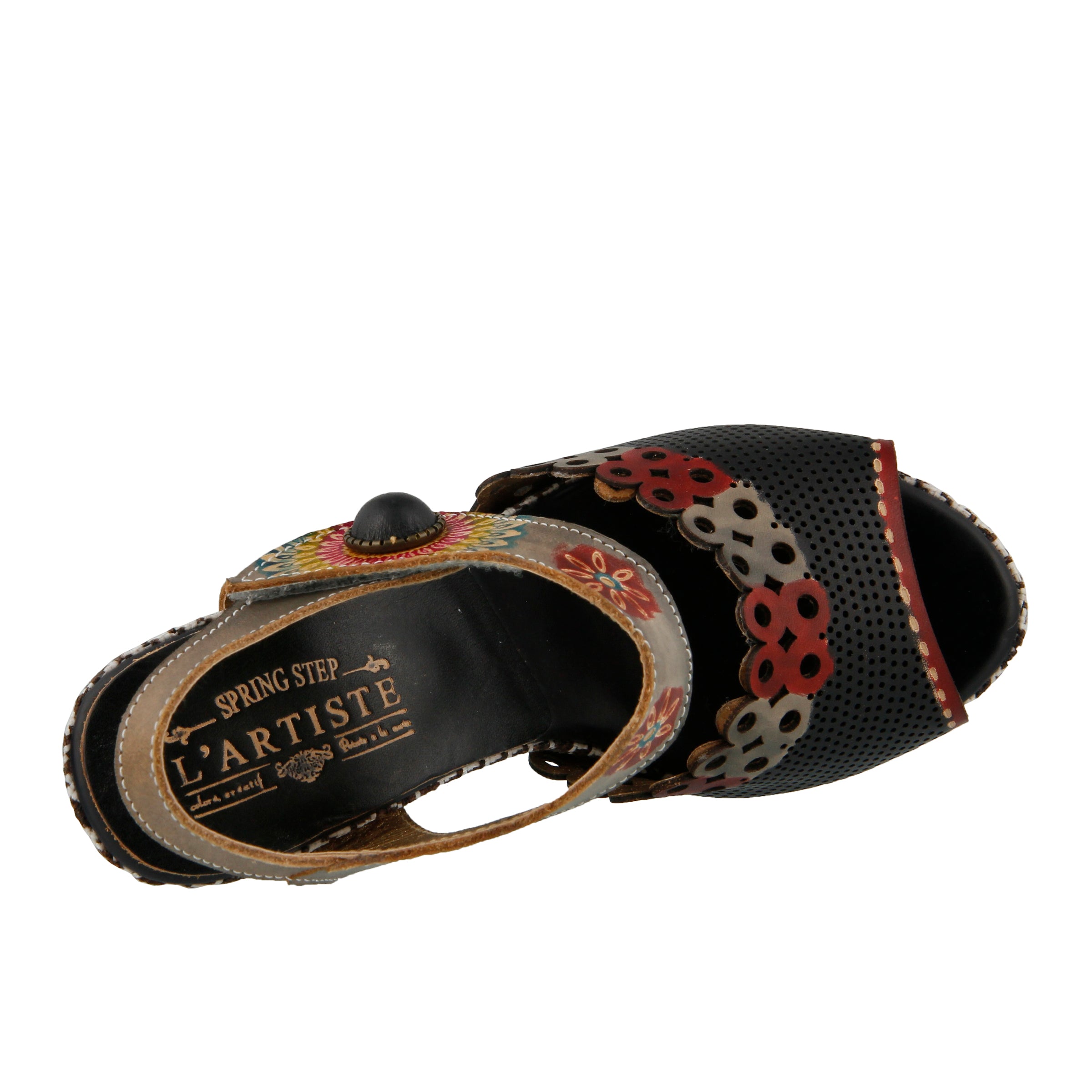L'Artiste L'Artiste JIVE Sandals sandal in black with handcrafted leather design