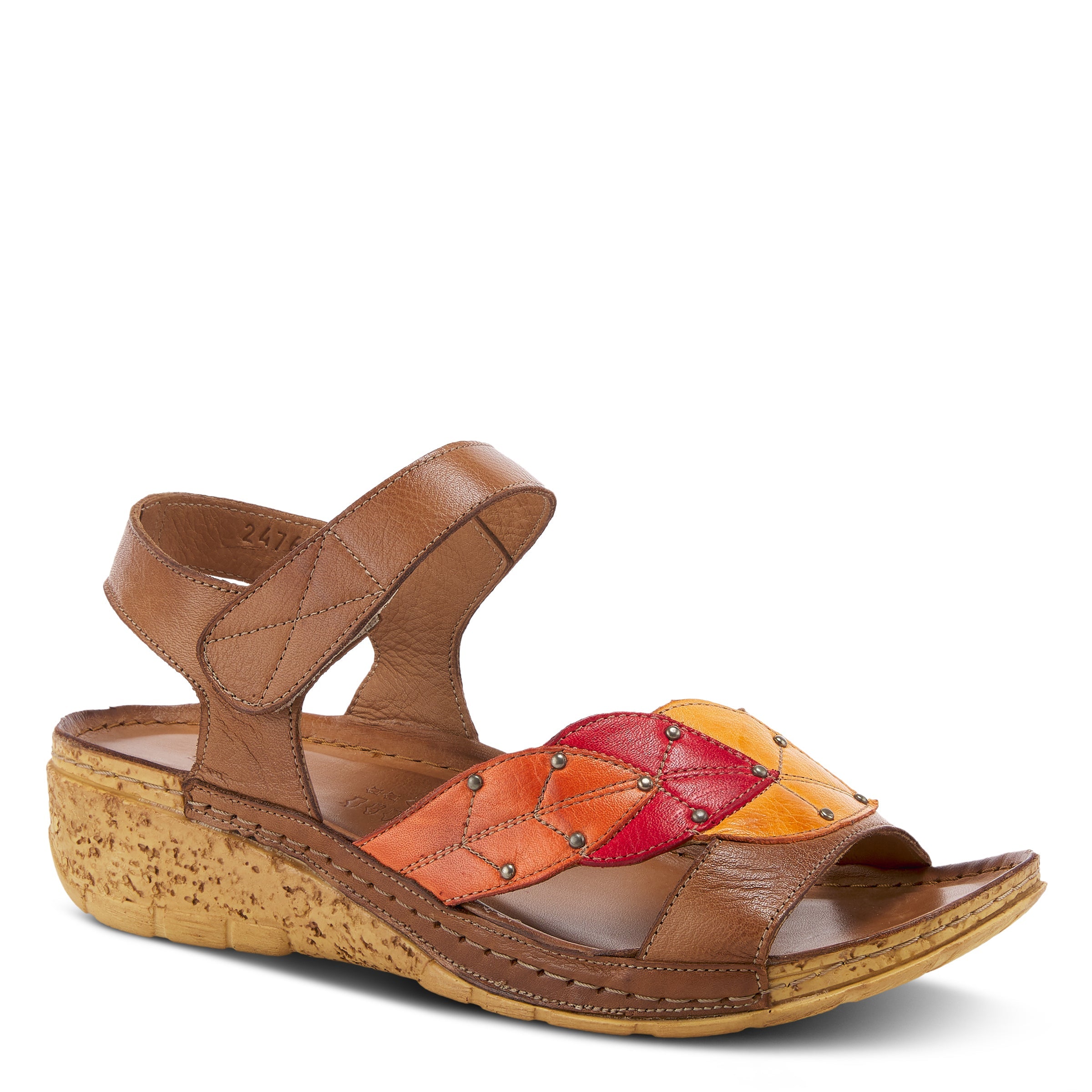 Spring Step SPRING STEP LEAF QUARTER STRAP SANDALS sandal in brown multi with comfortable everyday design