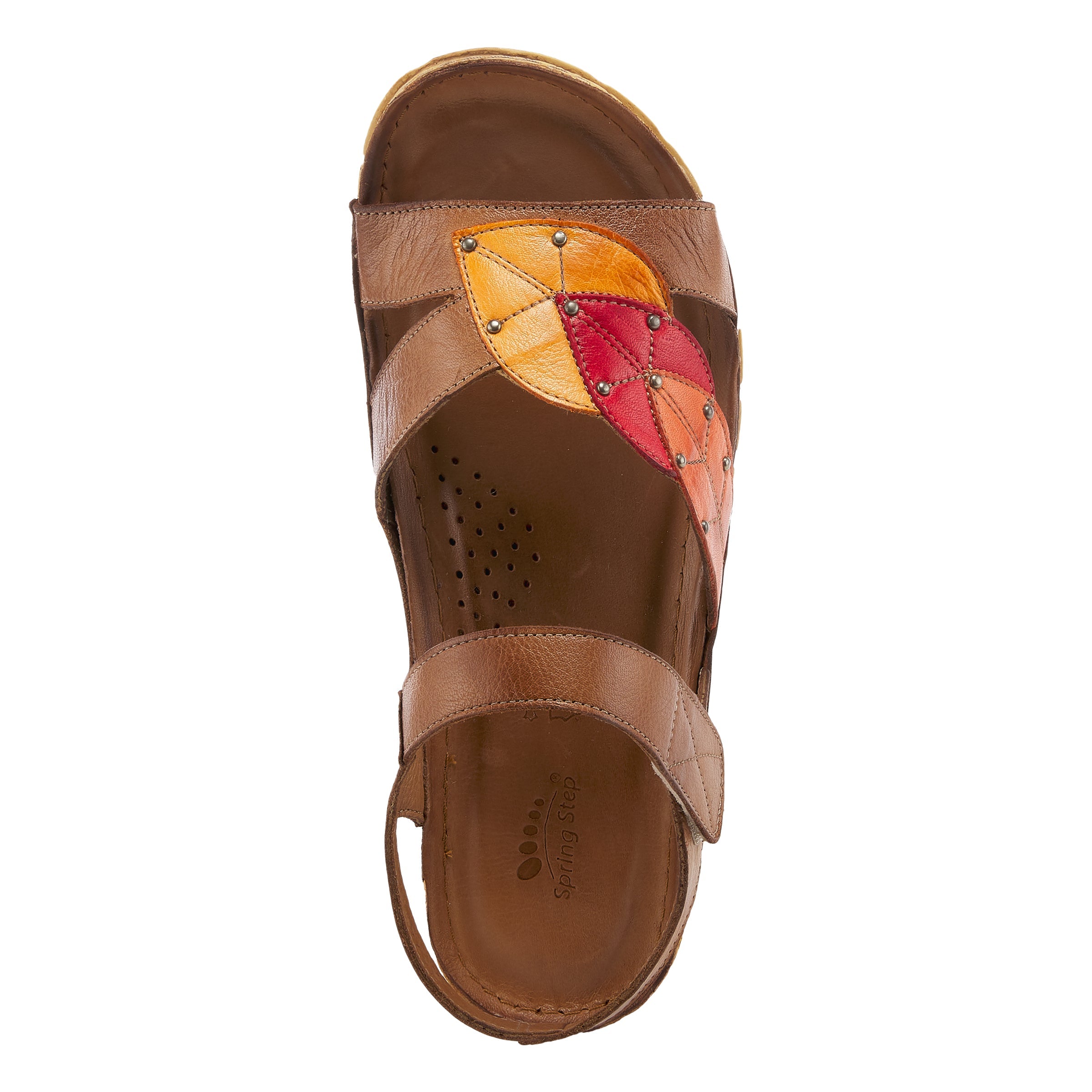 Spring Step SPRING STEP LEAF QUARTER STRAP SANDALS sandal in brown multi with comfortable everyday design