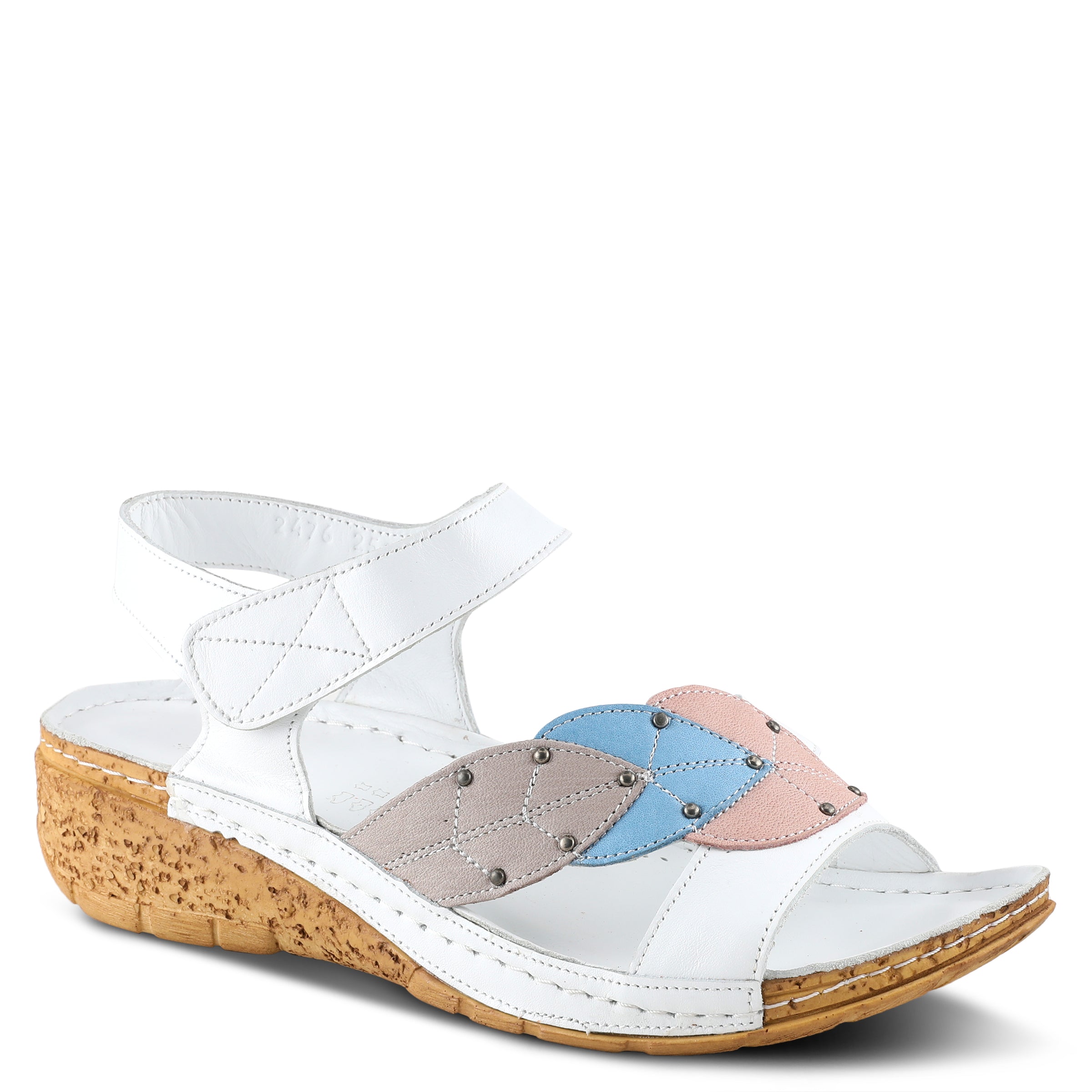Spring Step SPRING STEP LEAF QUARTER STRAP SANDALS sandal in white multi with comfortable everyday design