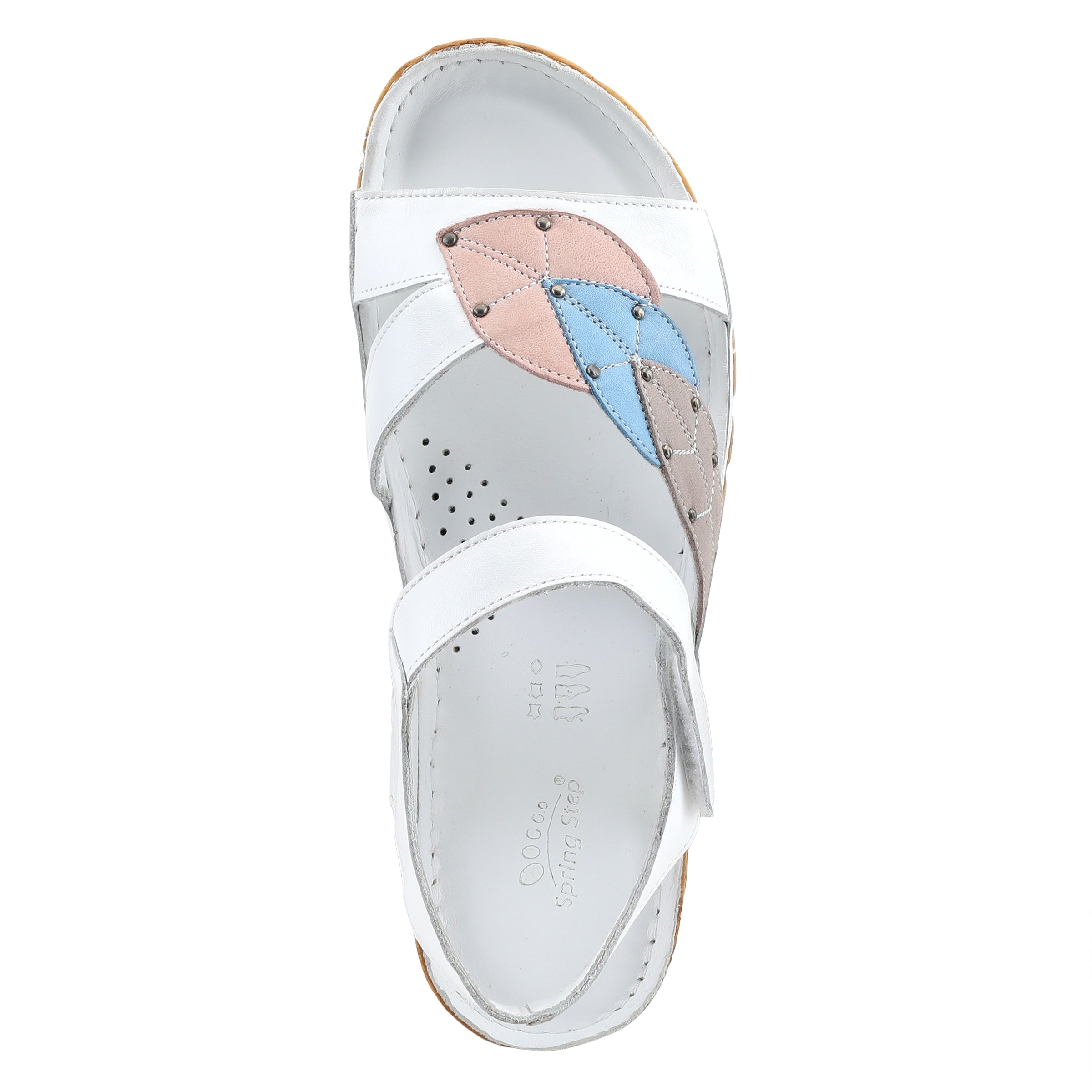 Spring Step SPRING STEP LEAF QUARTER STRAP SANDALS sandal in white multi with comfortable everyday design