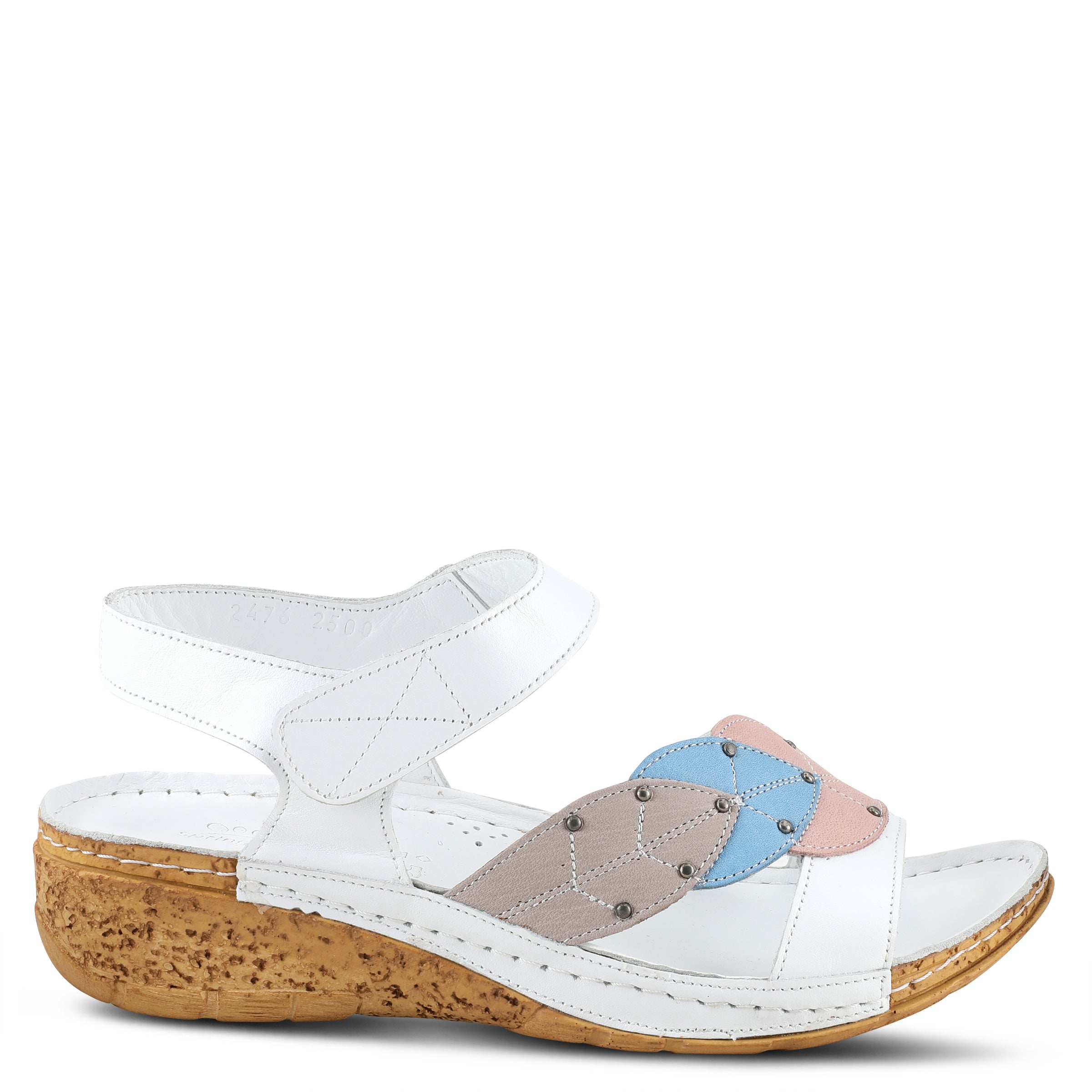 Spring Step SPRING STEP LEAF QUARTER STRAP SANDALS sandal in white multi with comfortable everyday design