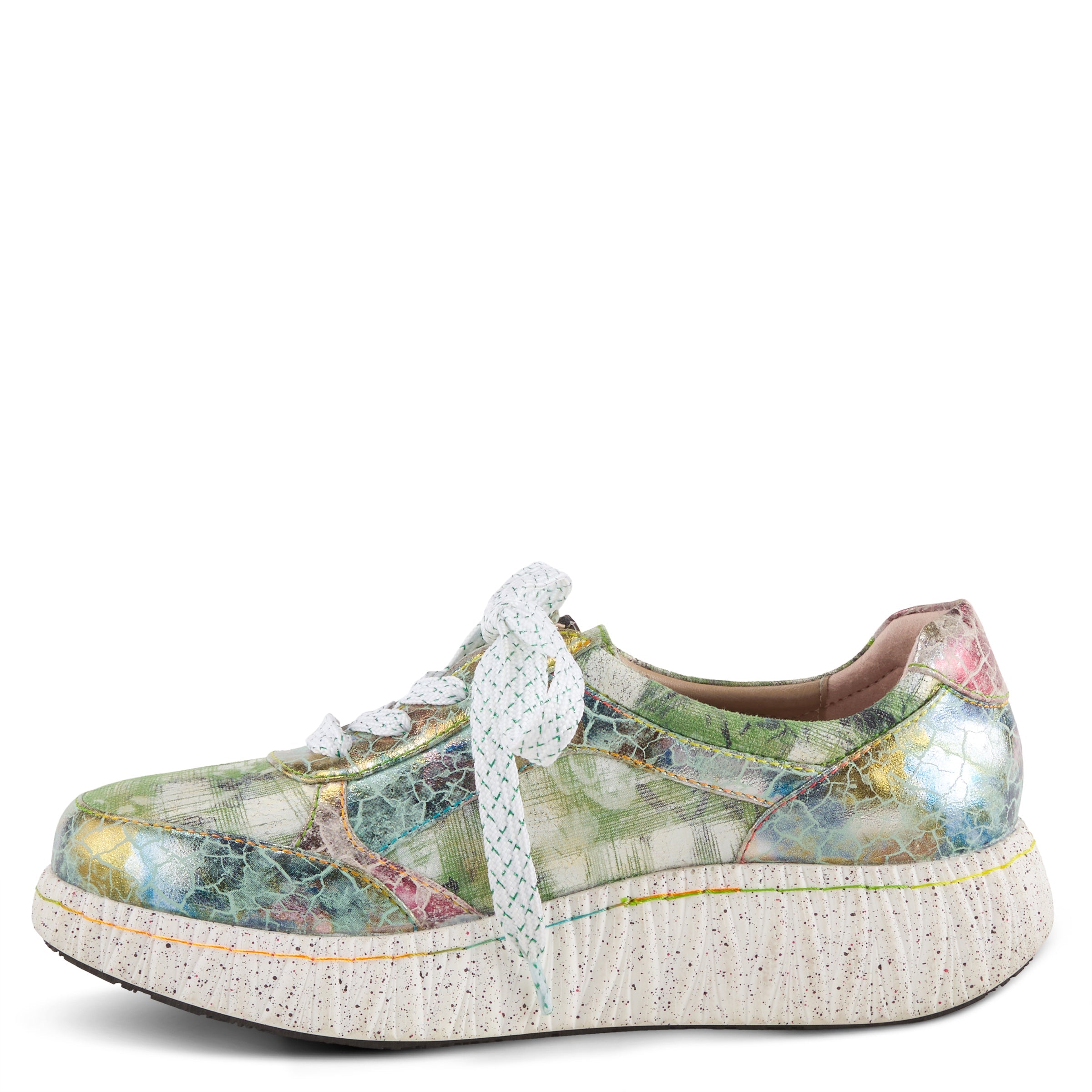 L'Artiste L'ARTISTE LOUIECOOLCAT SNEAKER shoe in mint green multi with handcrafted leather design