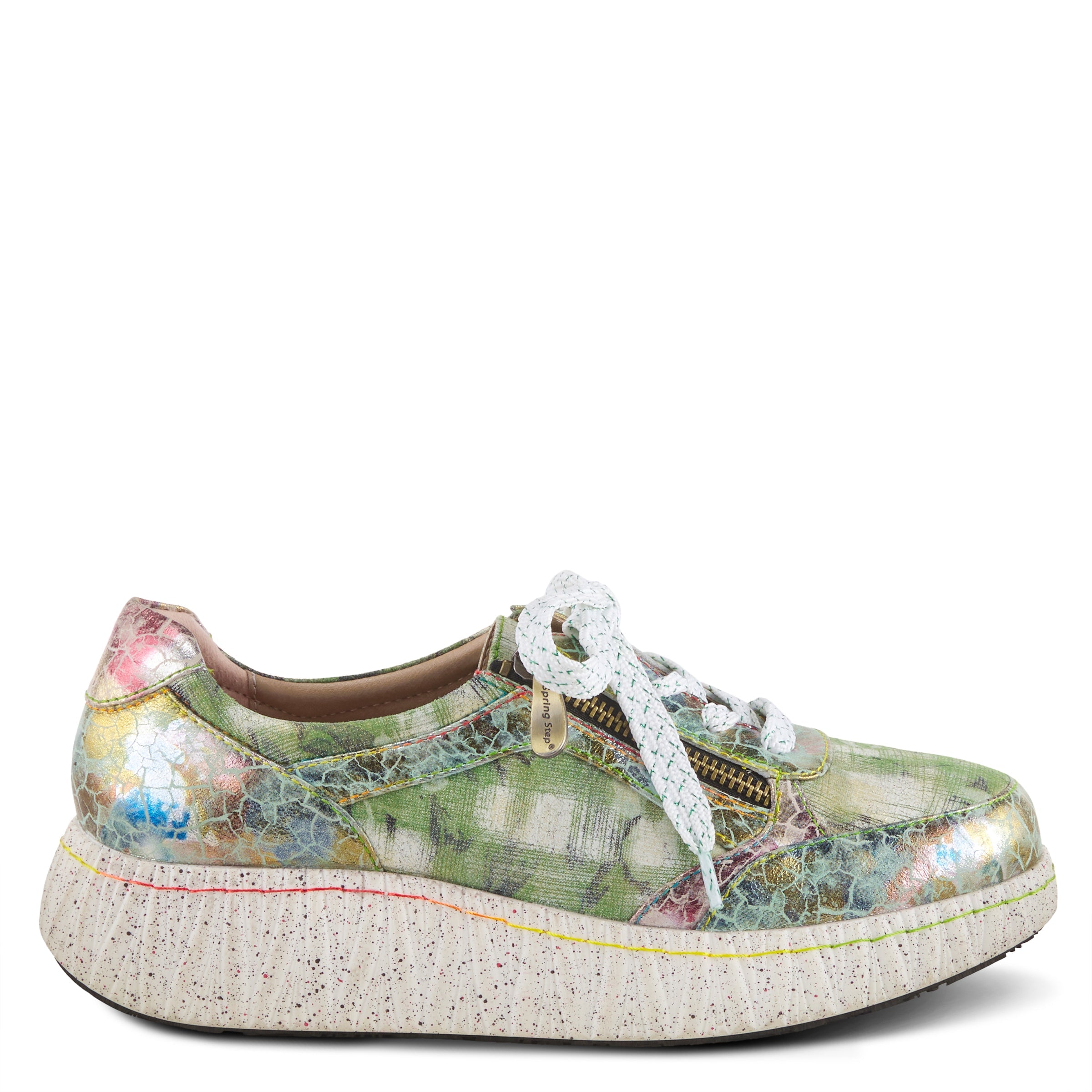 L'Artiste L'ARTISTE LOUIECOOLCAT SNEAKER shoe in mint green multi with handcrafted leather design