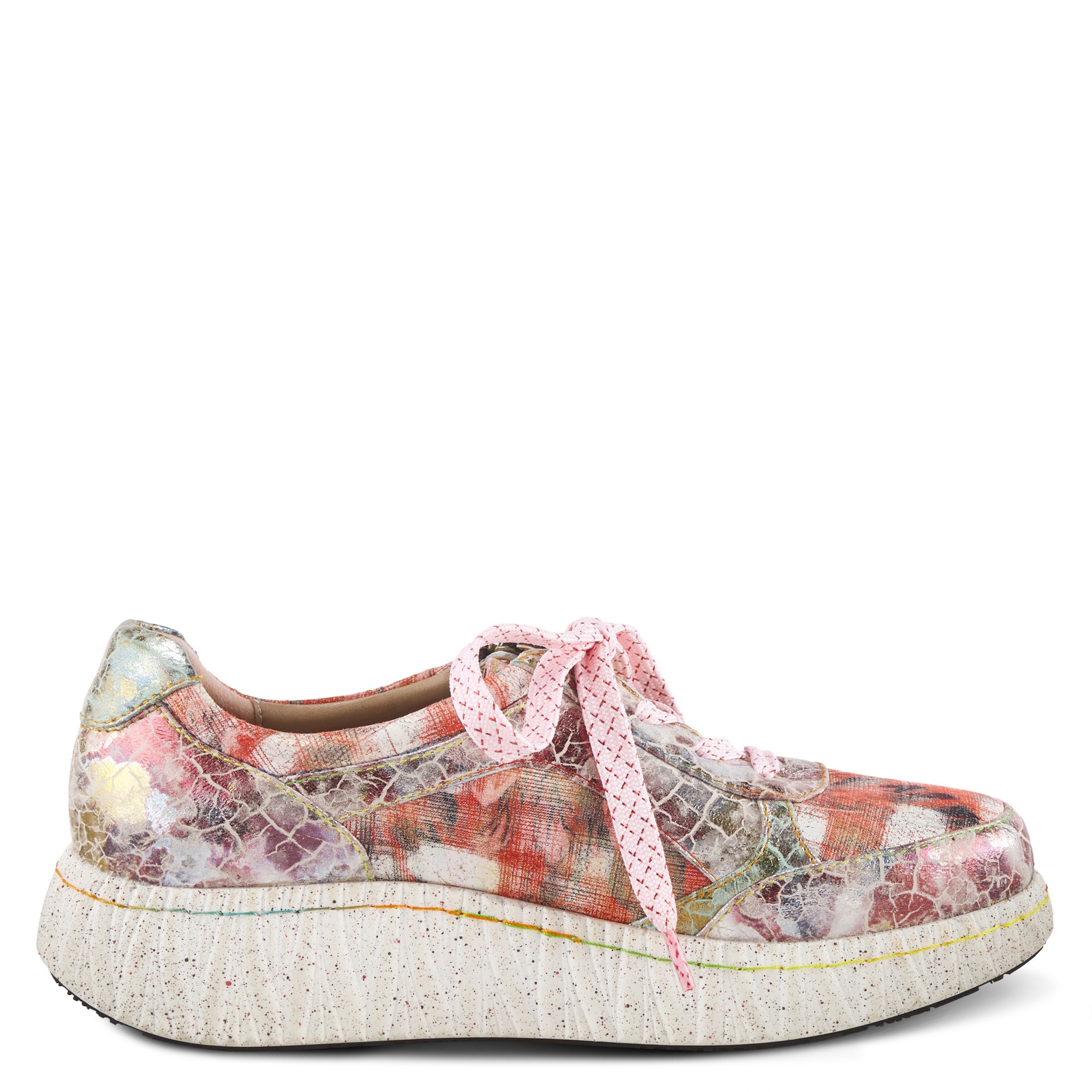 L'Artiste L'ARTISTE LOUIECOOLCAT SNEAKER shoe in red multi with handcrafted leather design