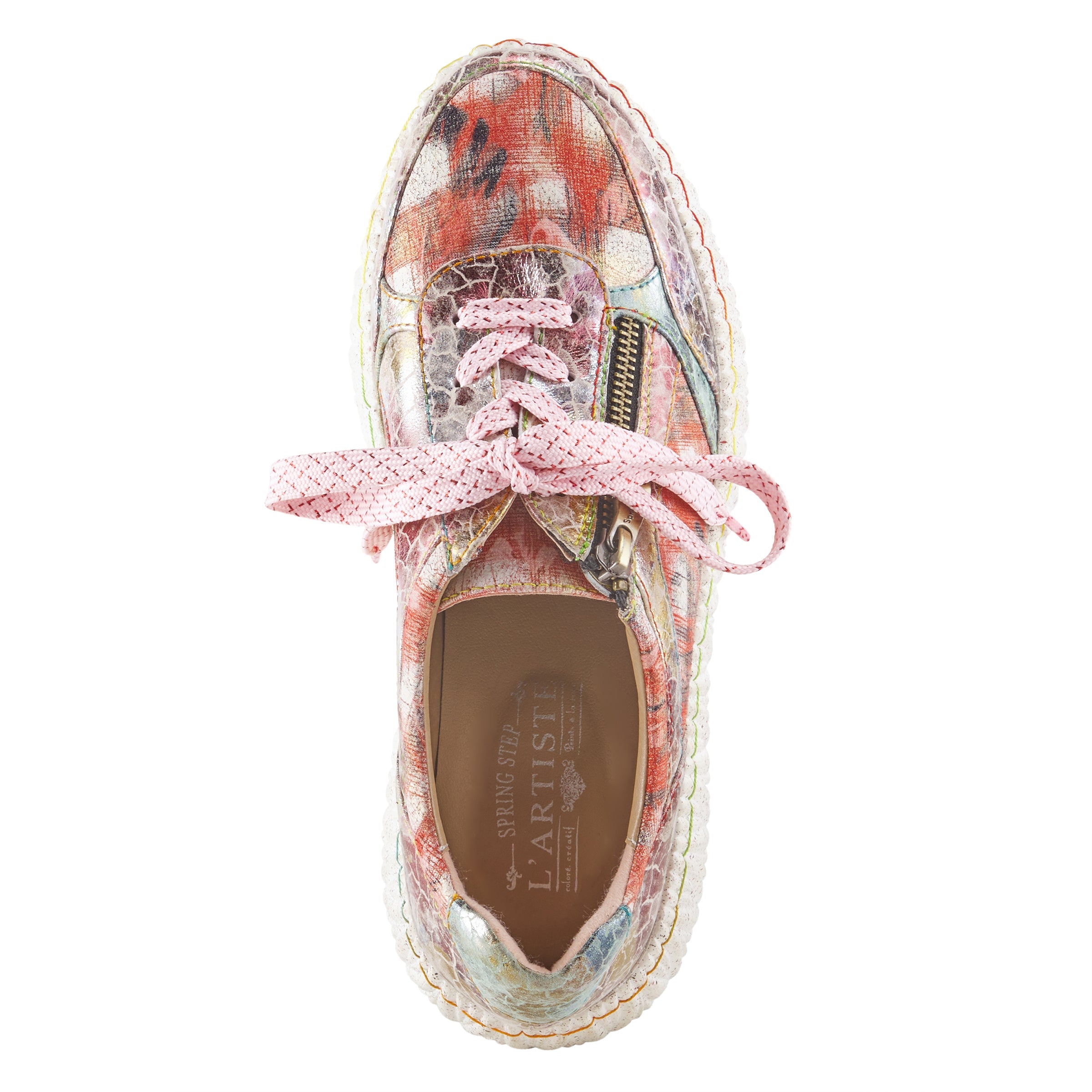 L'Artiste L'ARTISTE LOUIECOOLCAT SNEAKER shoe in red multi with handcrafted leather design