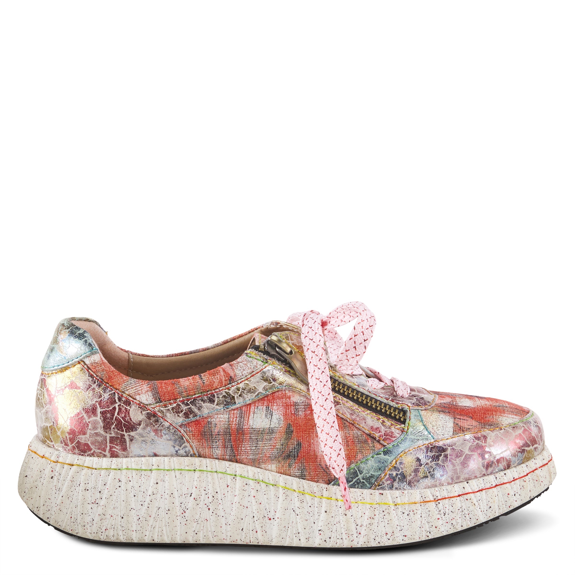 L'Artiste L'ARTISTE LOUIECOOLCAT SNEAKER shoe in red multi with handcrafted leather design