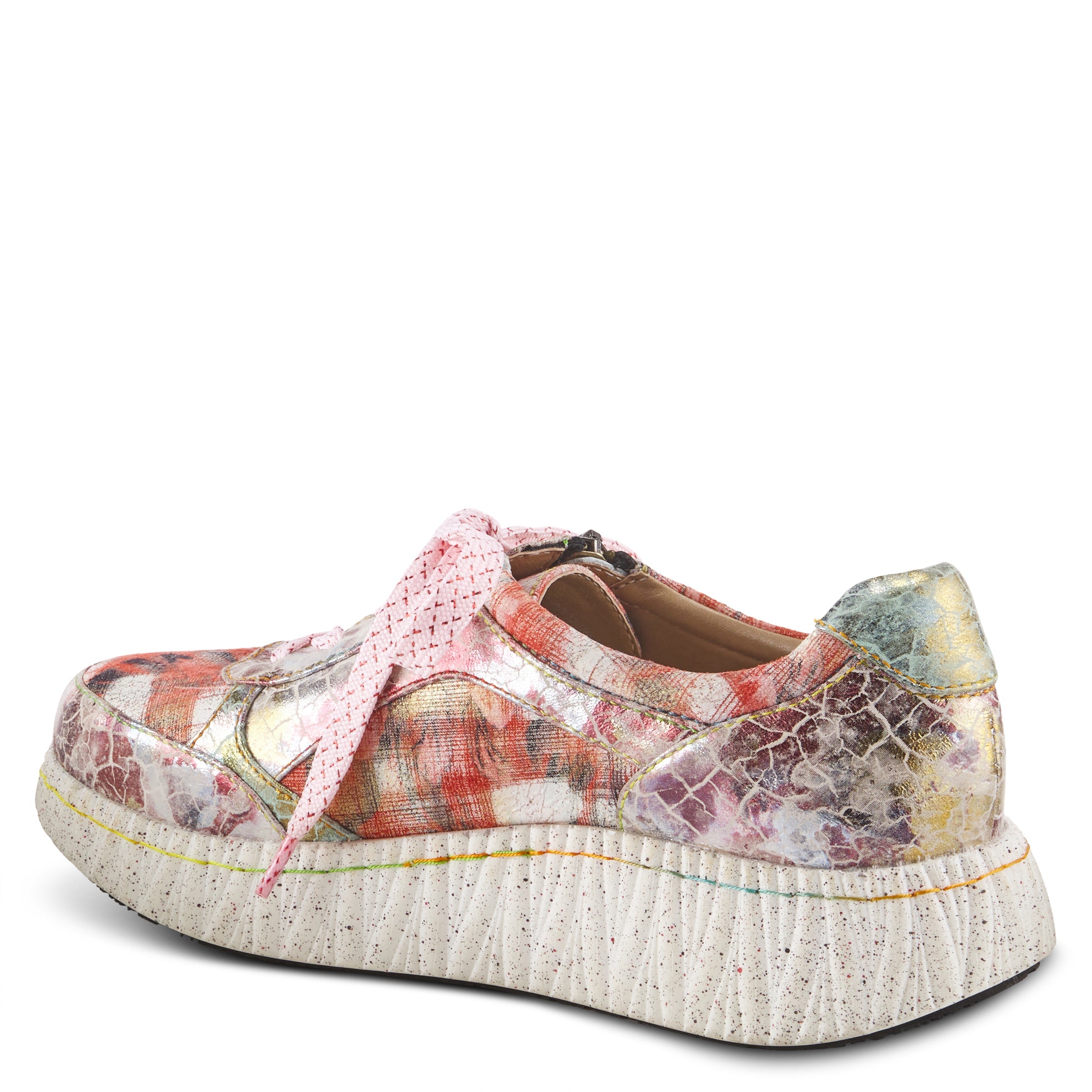 L'Artiste L'ARTISTE LOUIECOOLCAT SNEAKER shoe in red multi with handcrafted leather design