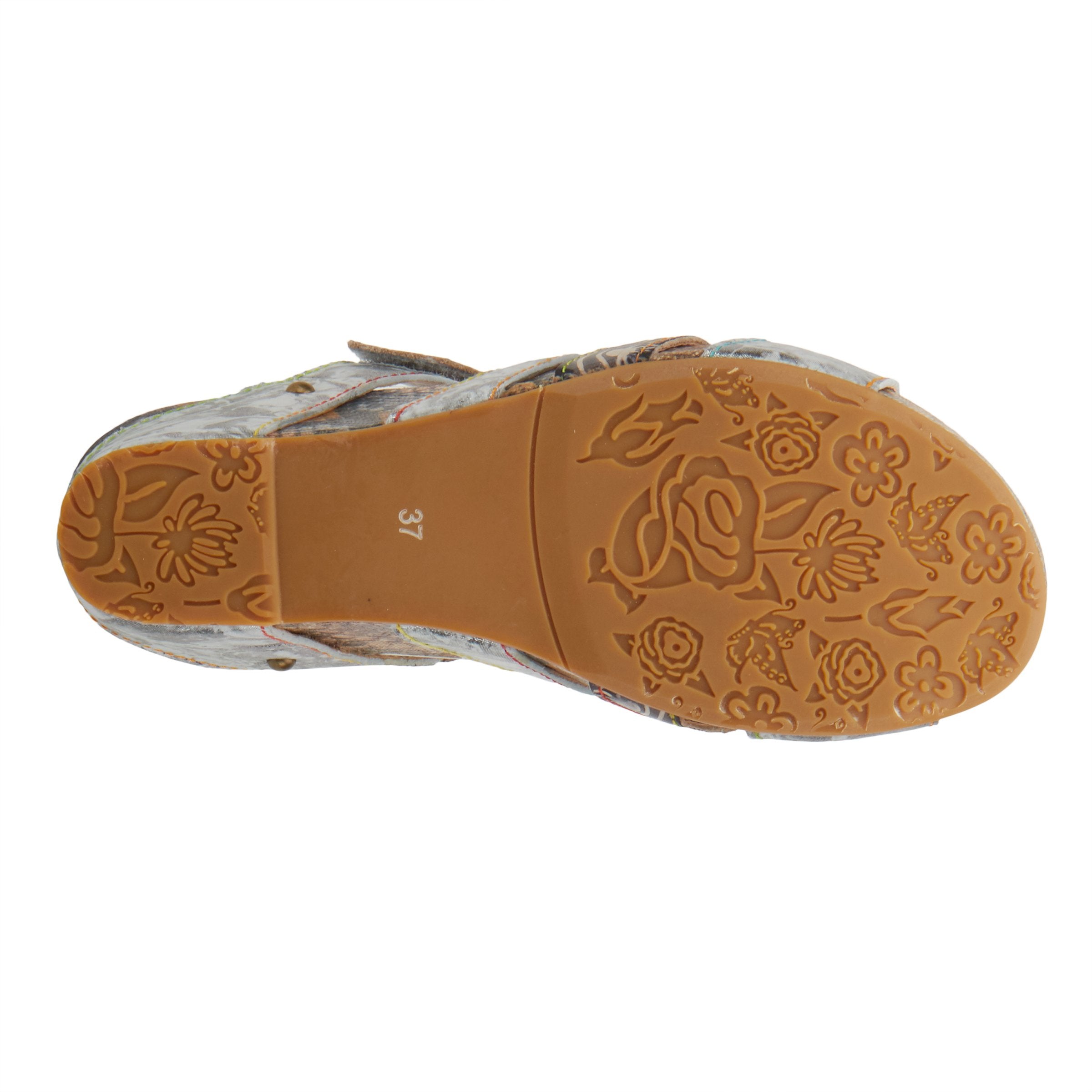 L'Artiste L'ARTISTE PINRIYO SLIDE SANDAL sandal in grey with handcrafted leather design